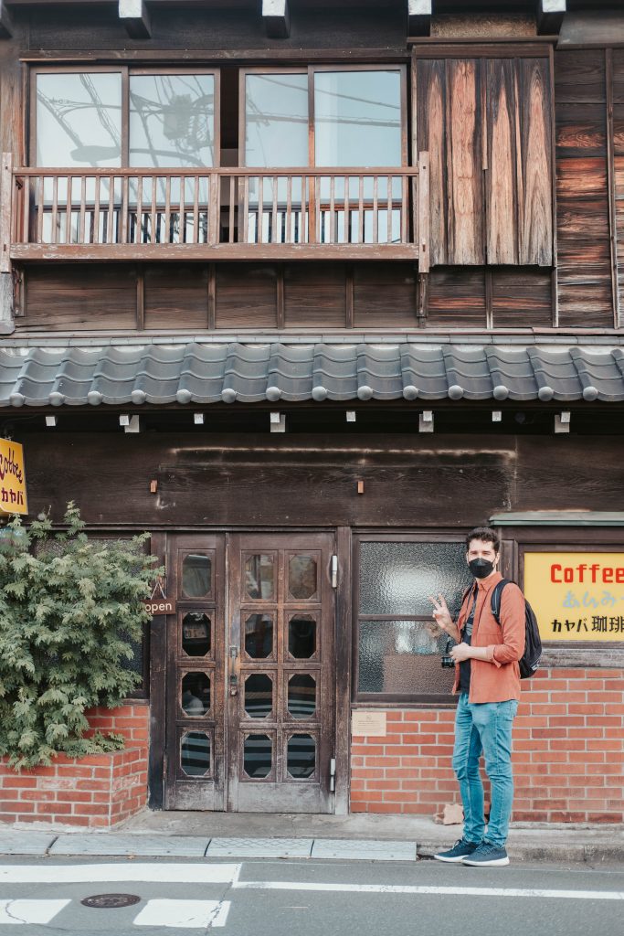 G in front of the Kayaba cafe Yanaka