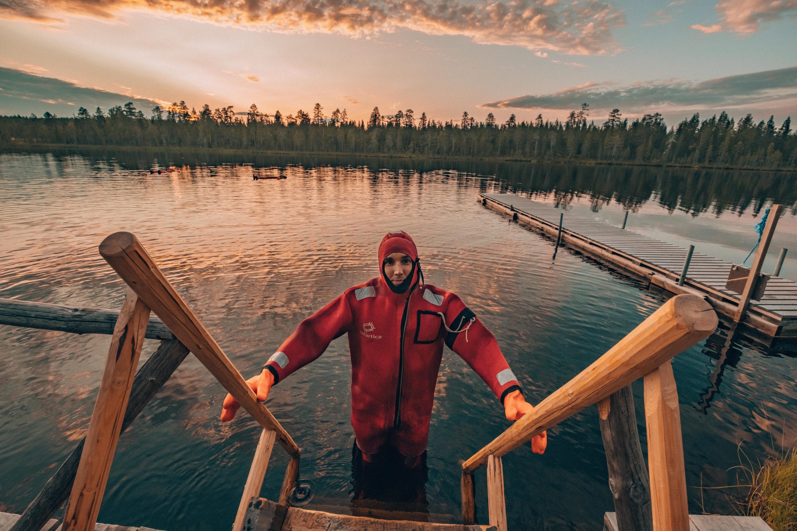 G in his fun floating suit in Finnish Lapland G in his fun floating suit in Finnish Lapland