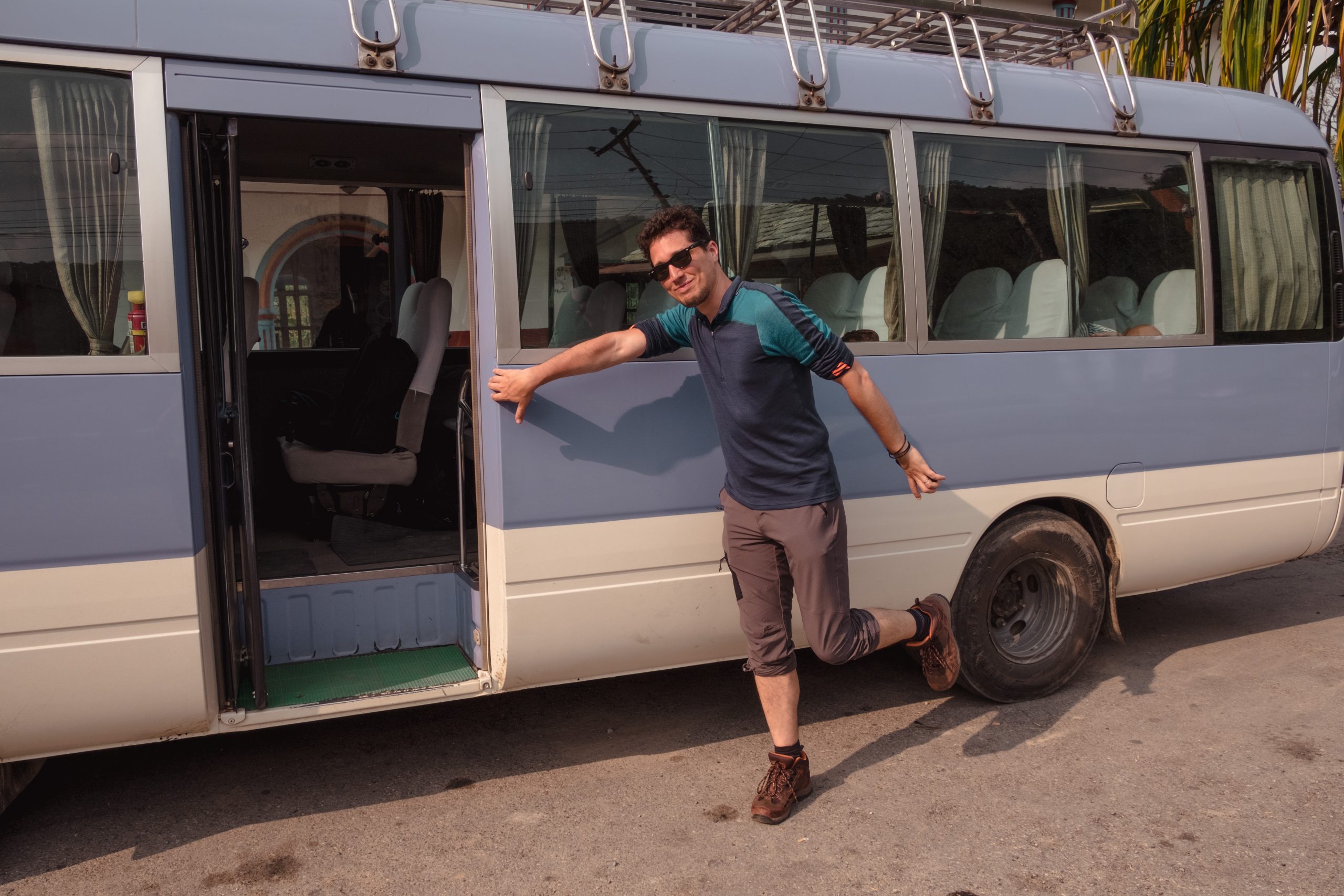 G on the tourist bus in Nepal