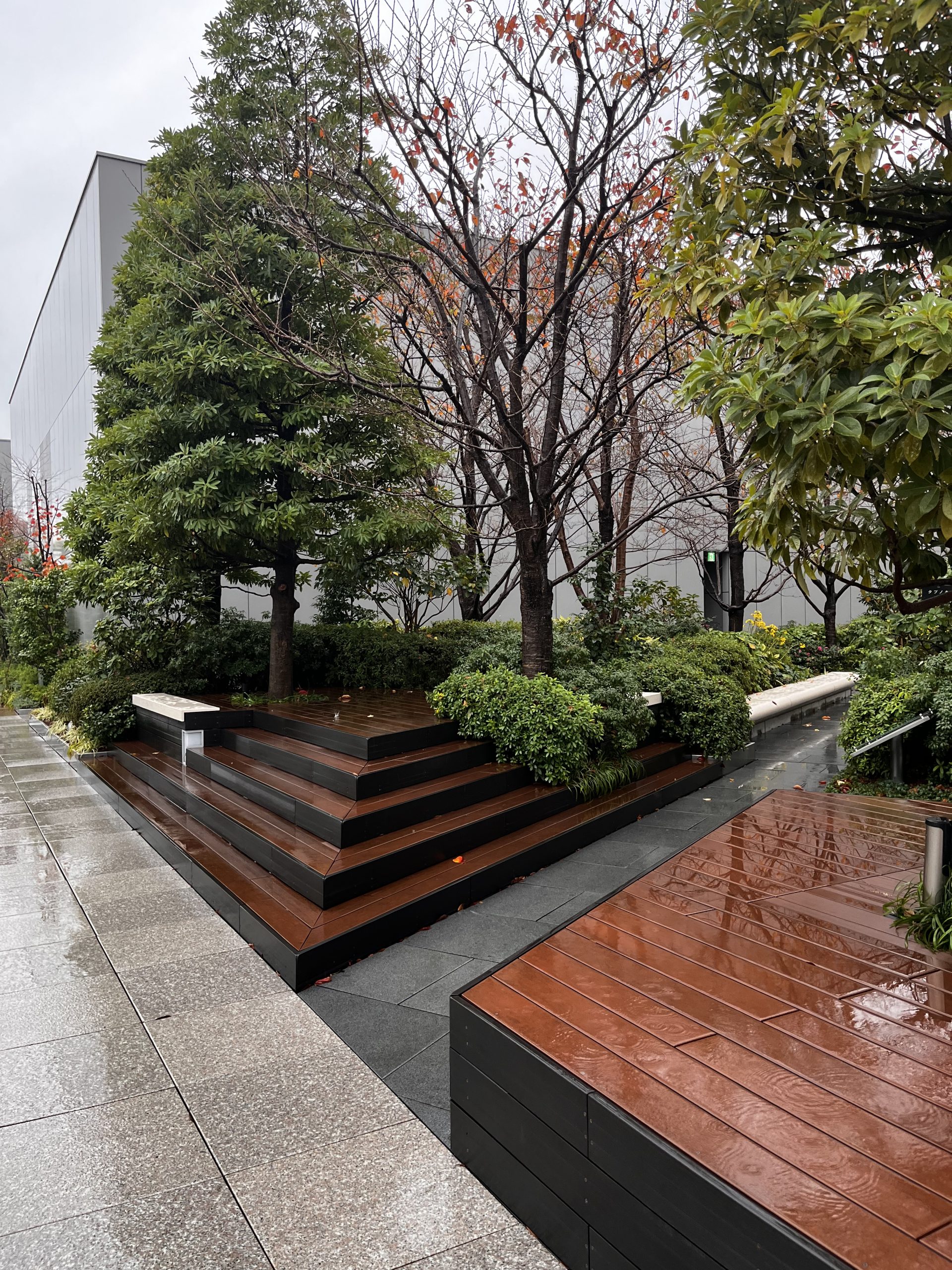 Ginza Six rooftop on a rainy day