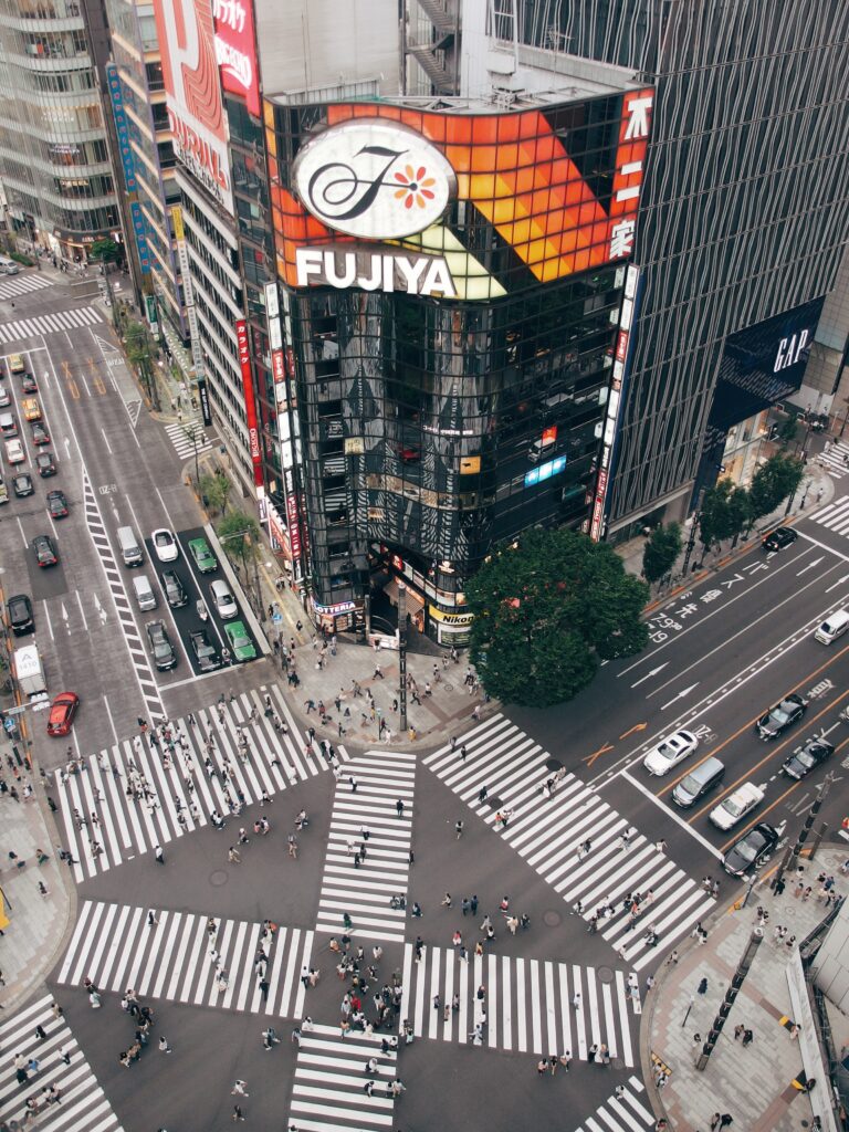 Ginza Sukiyabashi intersection as seen from above Ginza Sukiyabashi intersection as seen from above