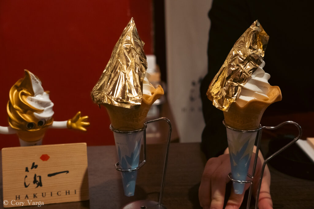 Gold leaf ice cream from Hakuichi Higashiyama