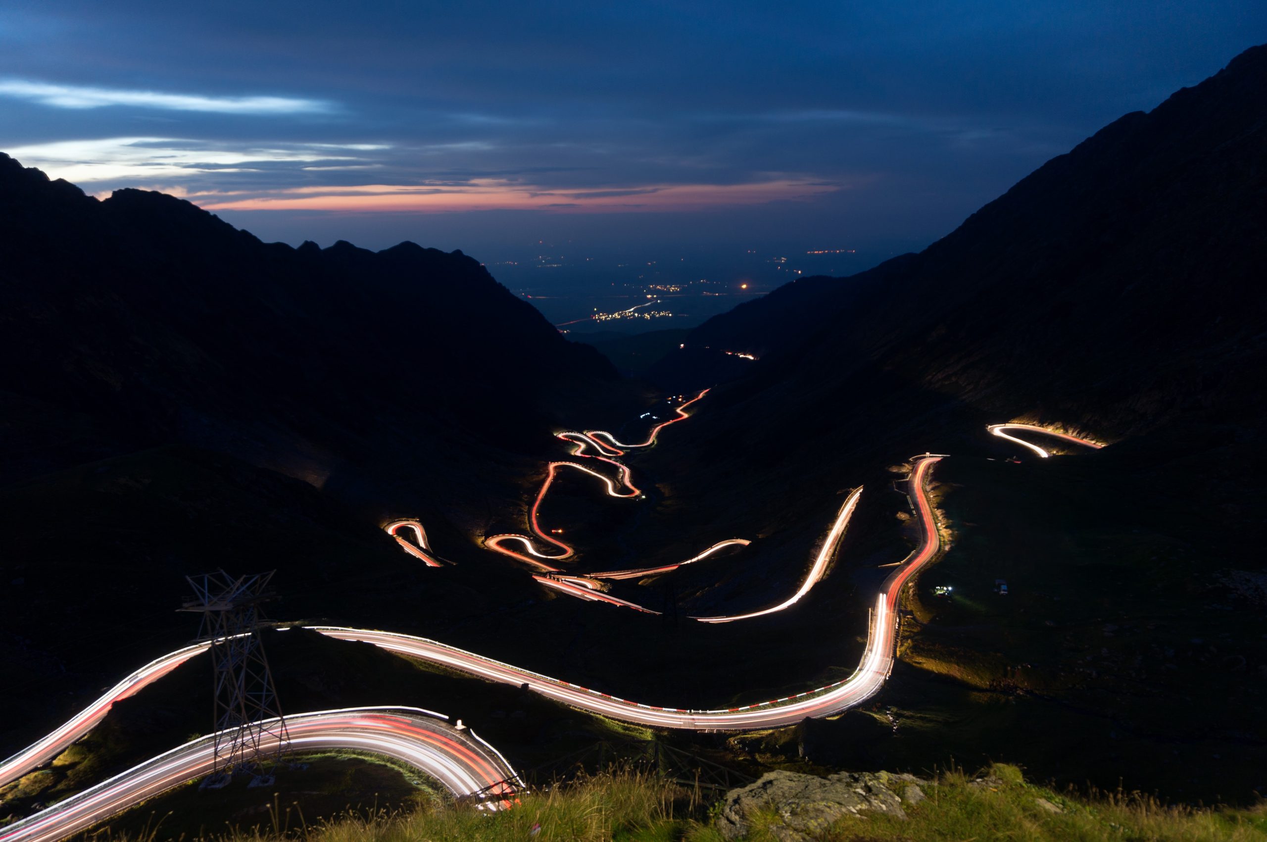 Beautiful transfagarasan highway at nighttime