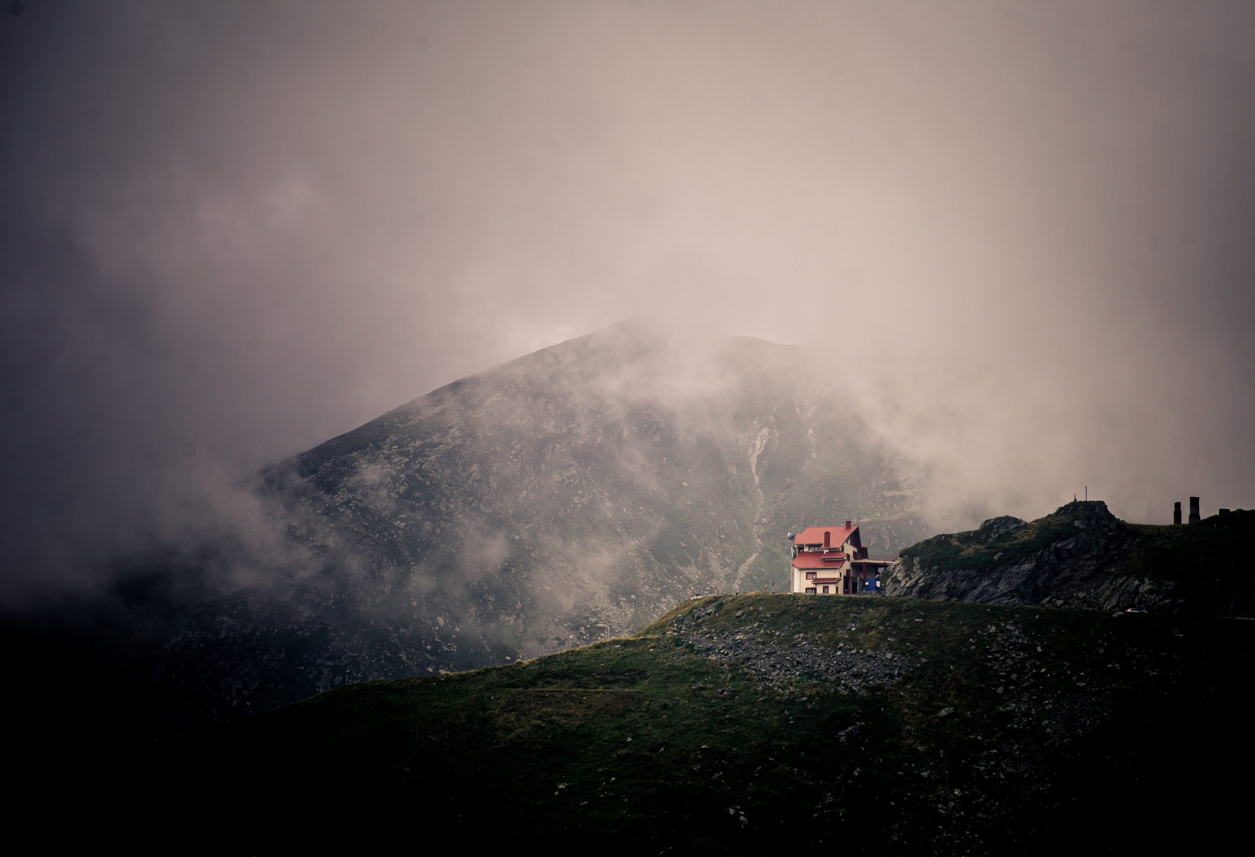 Gorgeous transfagarasan chalet in Romania with fog