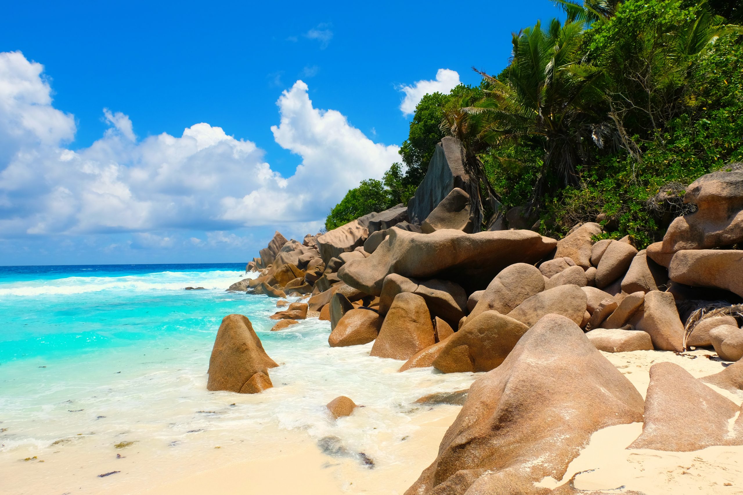 Granite White Sand Beach La Digue