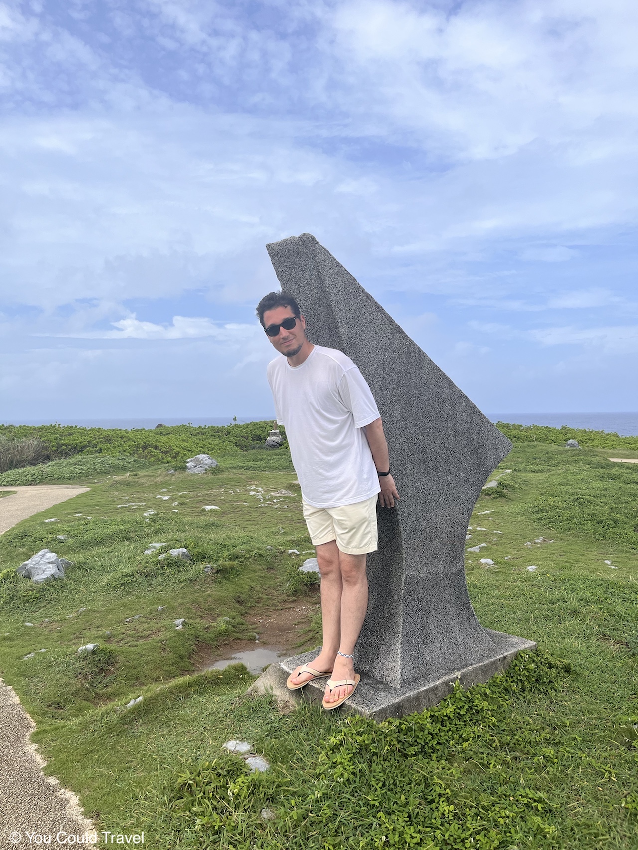 Greg from You Could Travel enjoying the monuments at Cape Hedo Okinawa