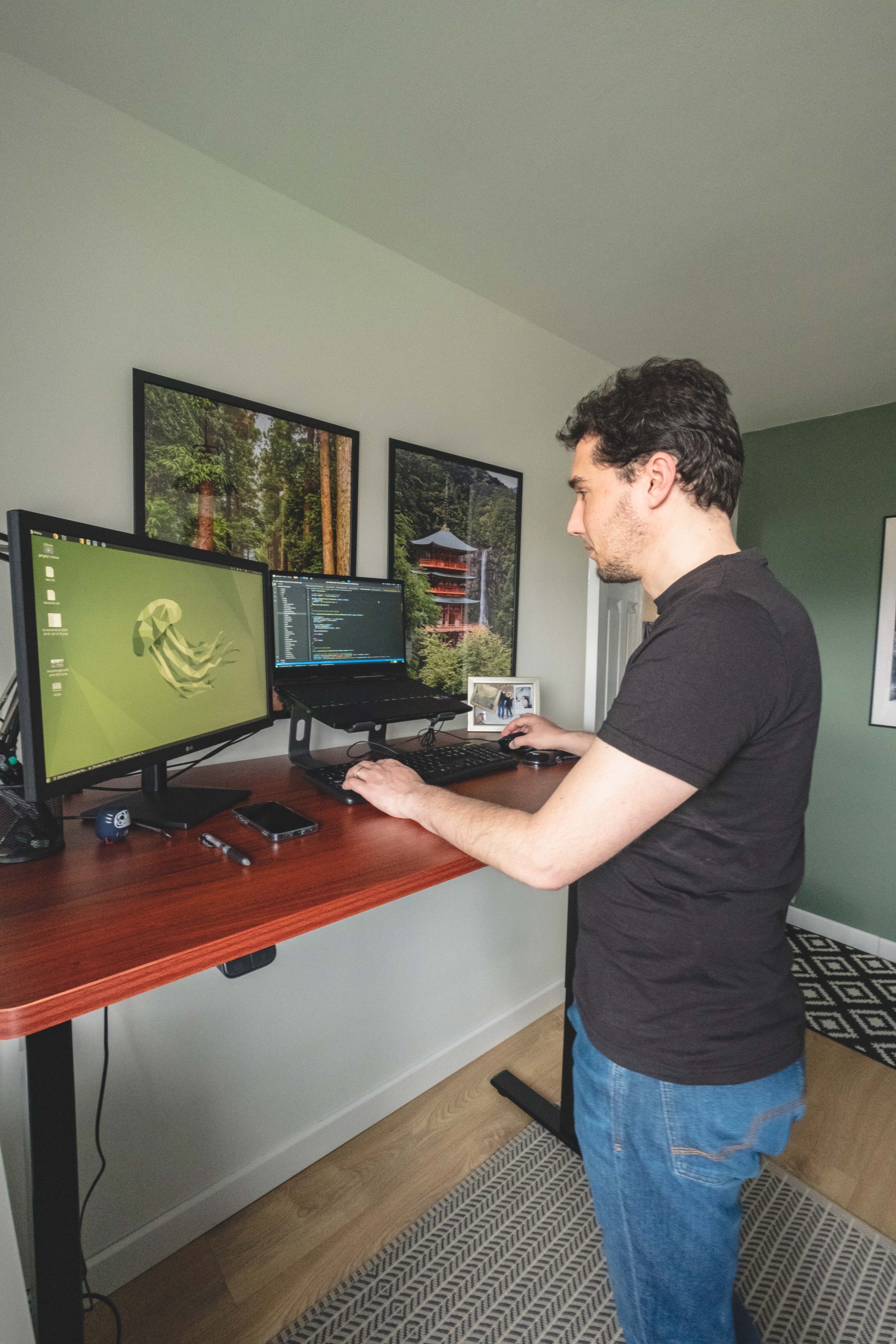 Greg working at his standing desk from Flexispot