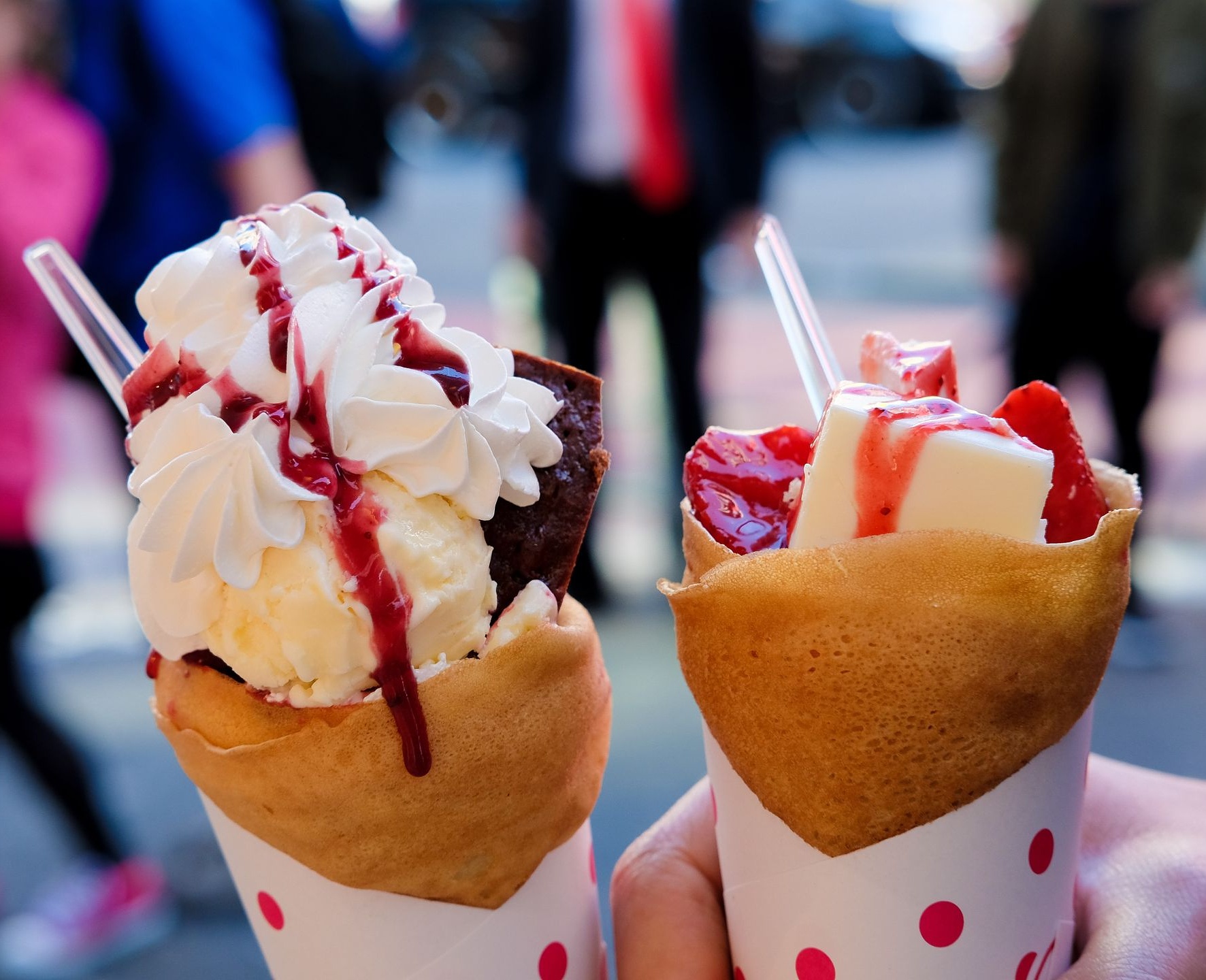 Crazy Crepes purchased from Harajuku filled with cream, berry sauce, white cheesecake and fruits