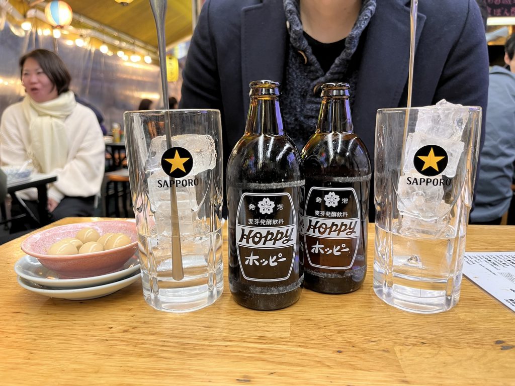 Hoppy drinks from the Hoppy street adjacent to Senso-ji temple