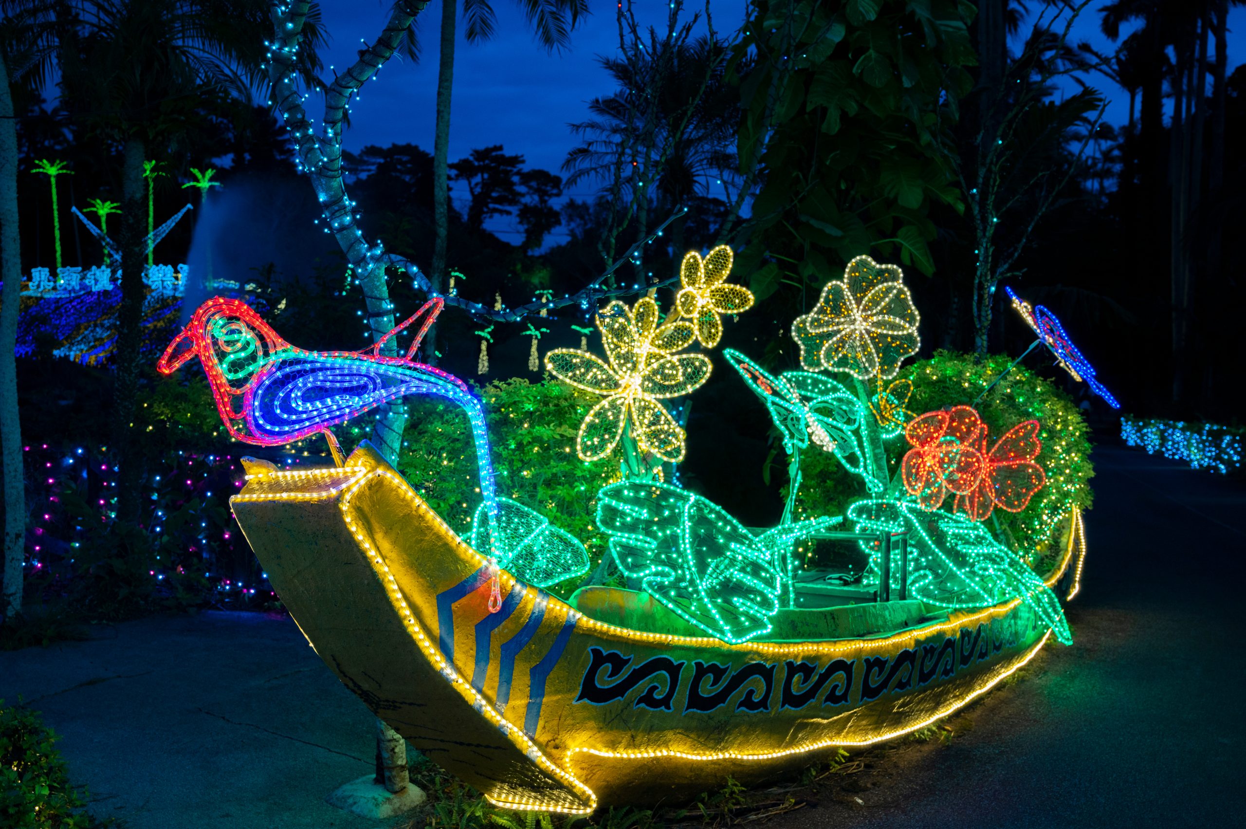 The illuminations at the Southeast Botanical Gardens in Okinawa