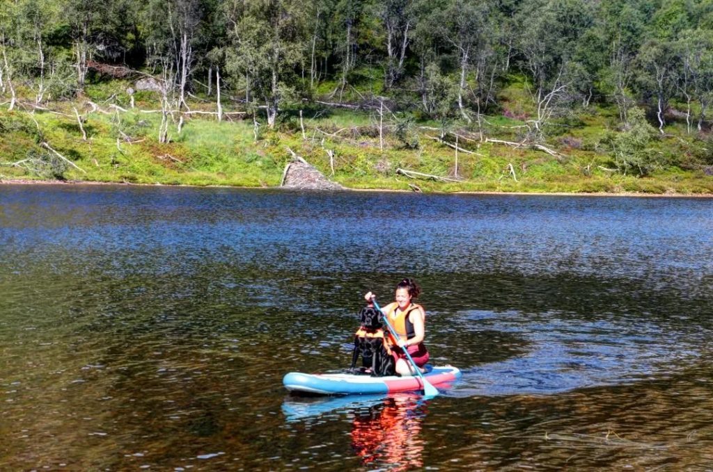 Jade Paleon kayaking with her dog