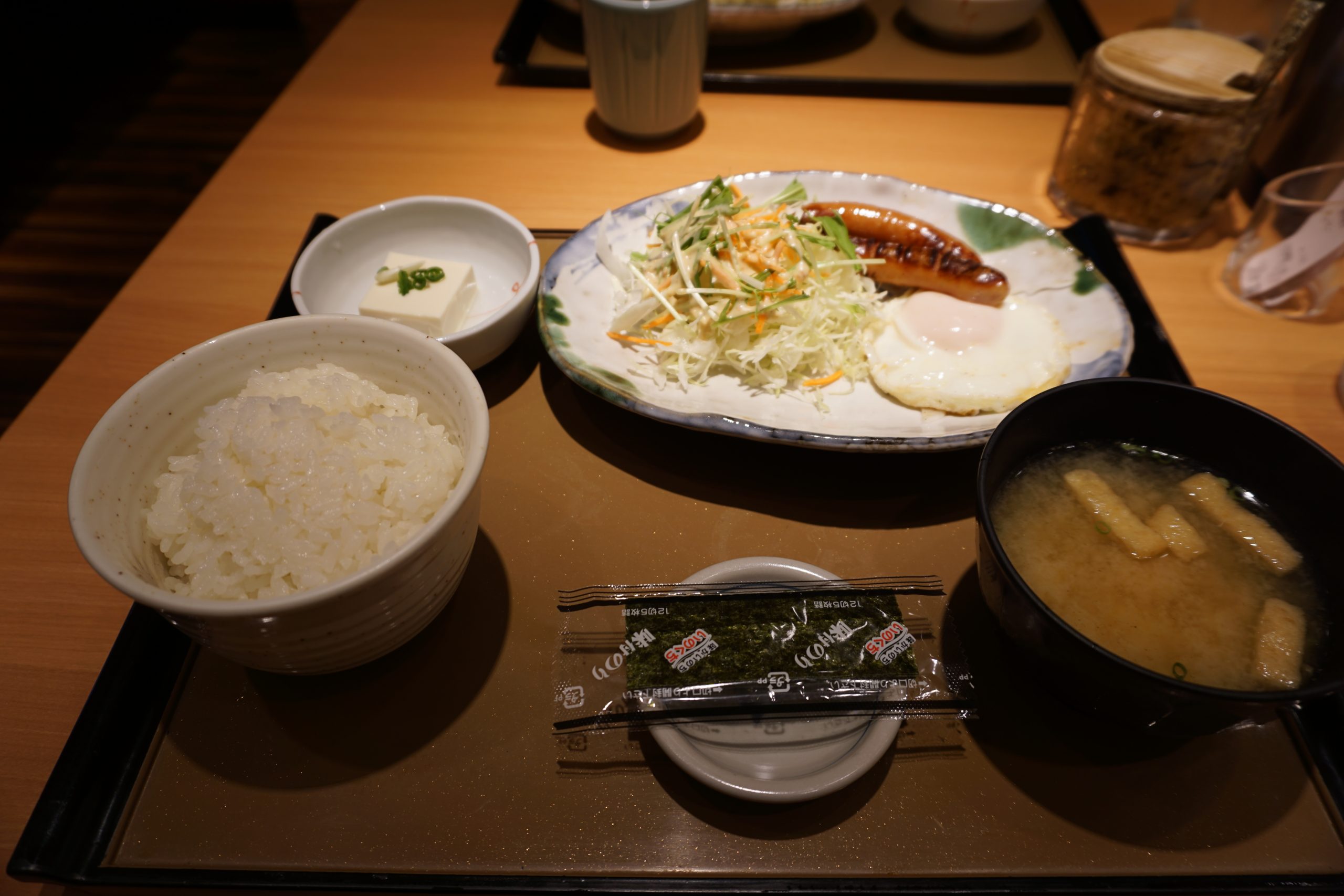 Japanese breakfast with a side of miso soup