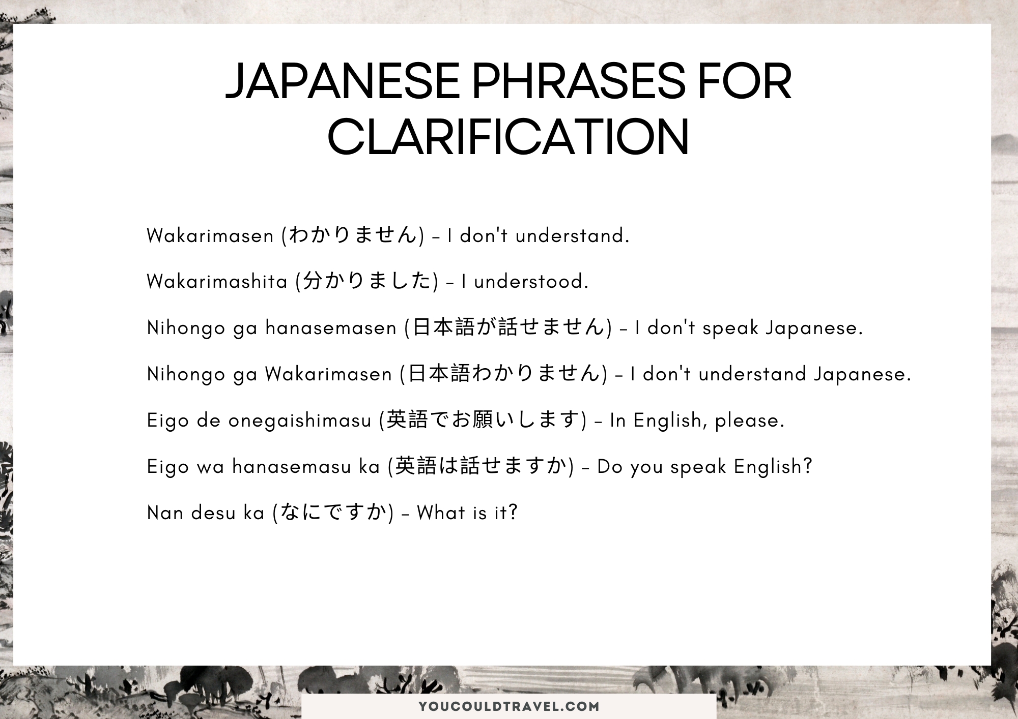 Japanese phrases used for clarification