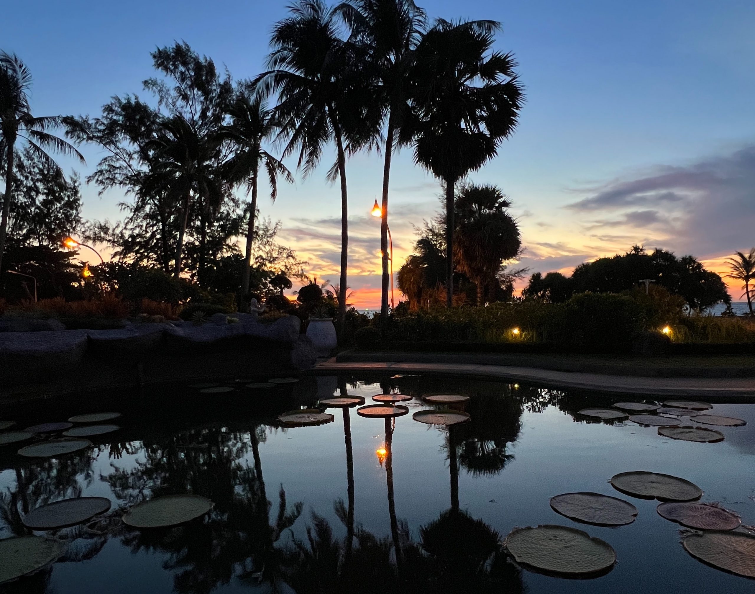 Karon beach hotel at sunset