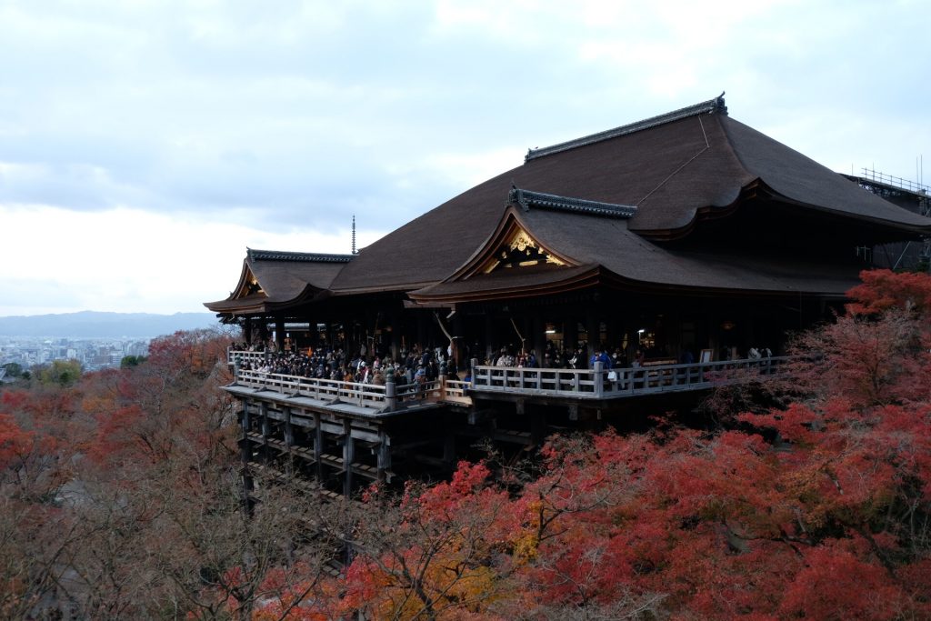 View of Kiyomizudera temple at the end of autumn