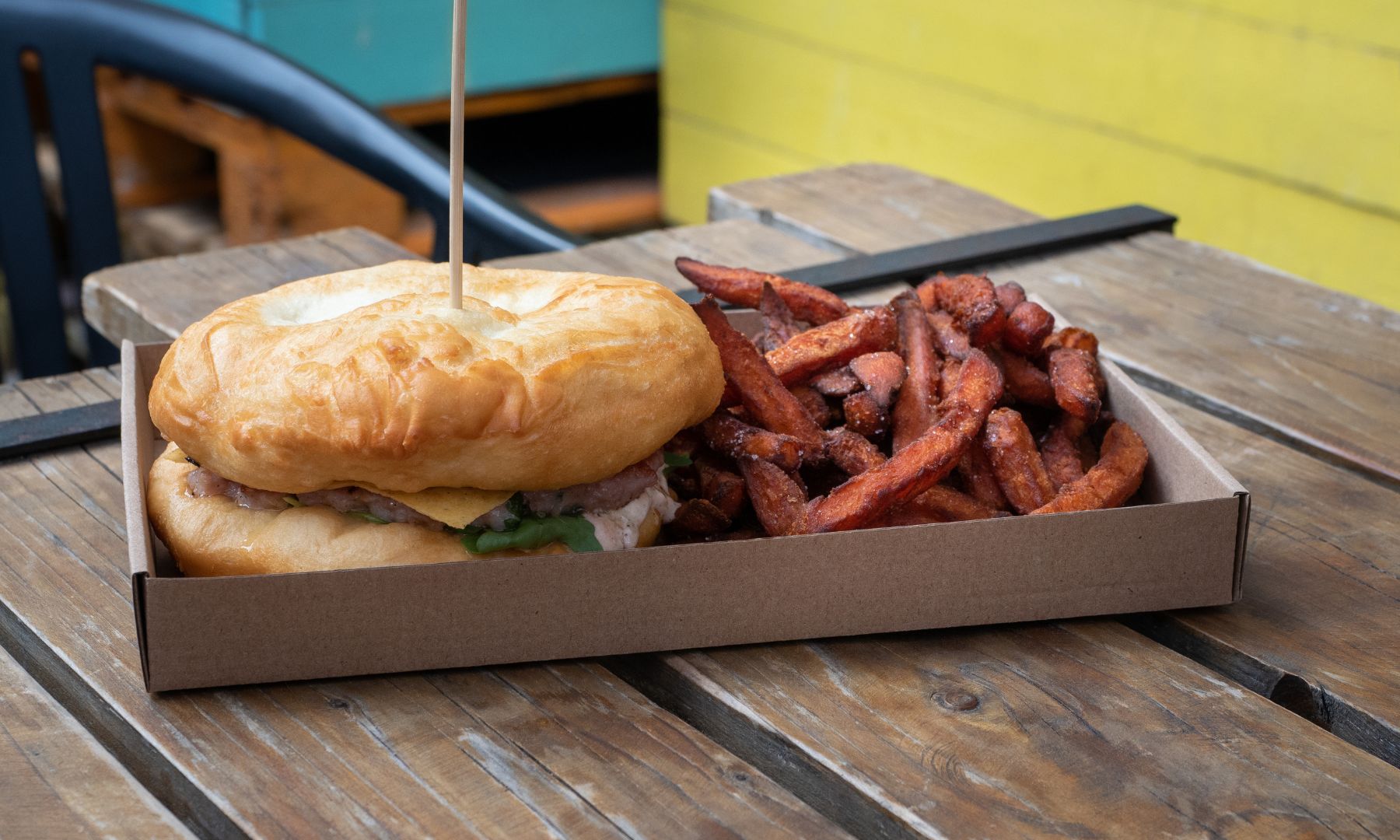 Langos Burger at Street Food Karavan Budapest Langos Burger at Street Food Karavan Budapest