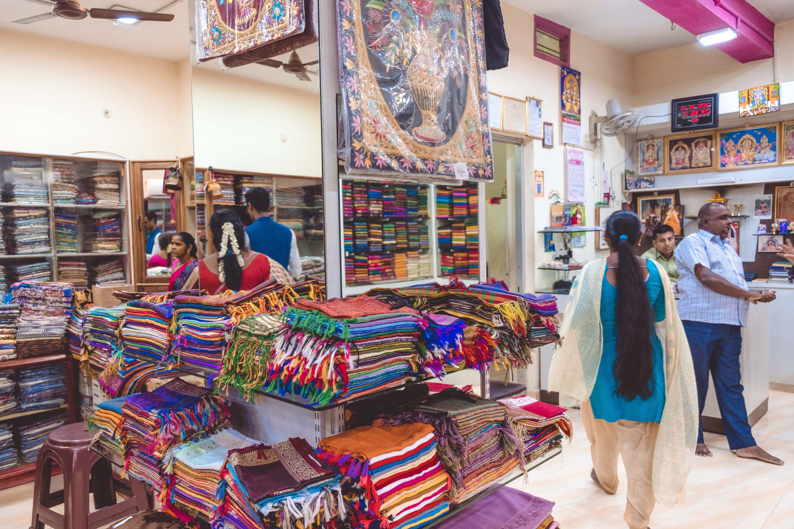 Local shop with textiles in India
