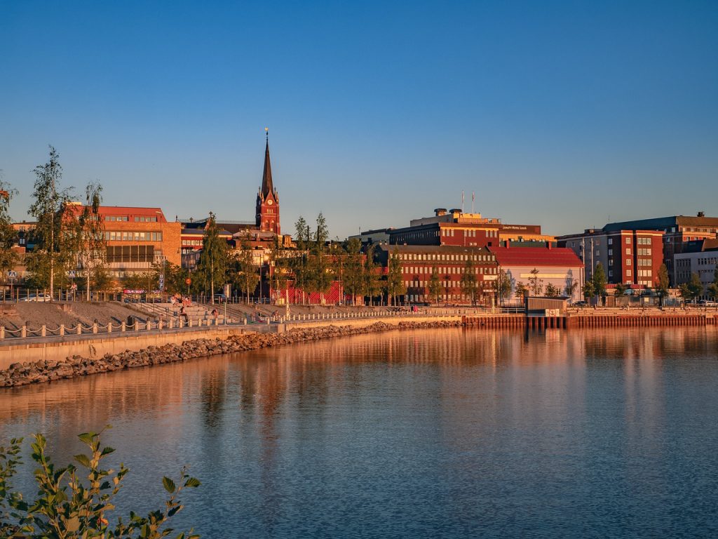 Beautiful view of the Lulea city in Sweden during a lovely golden hour