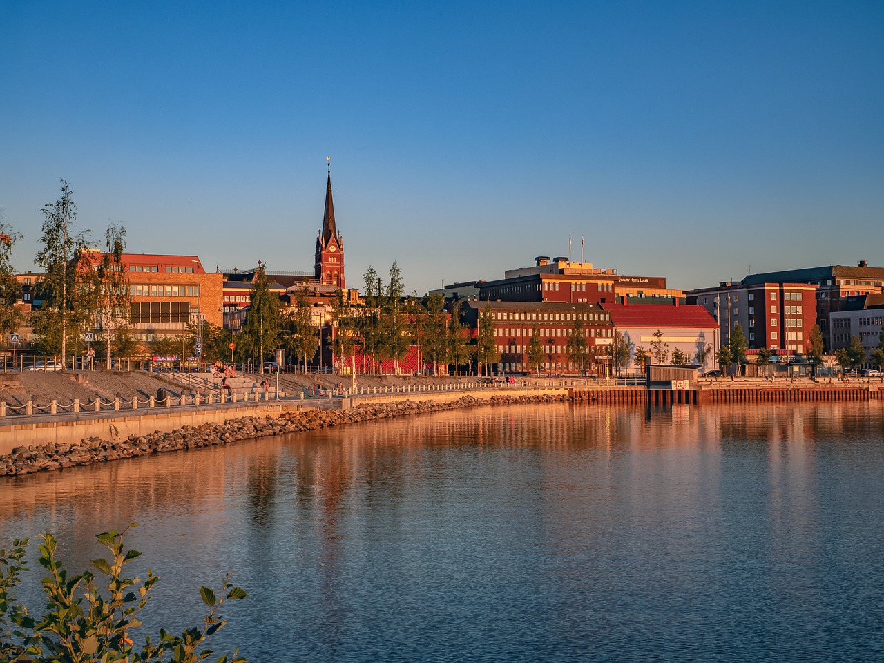 Beautiful view of the Lulea city in Sweden during a lovely golden hour