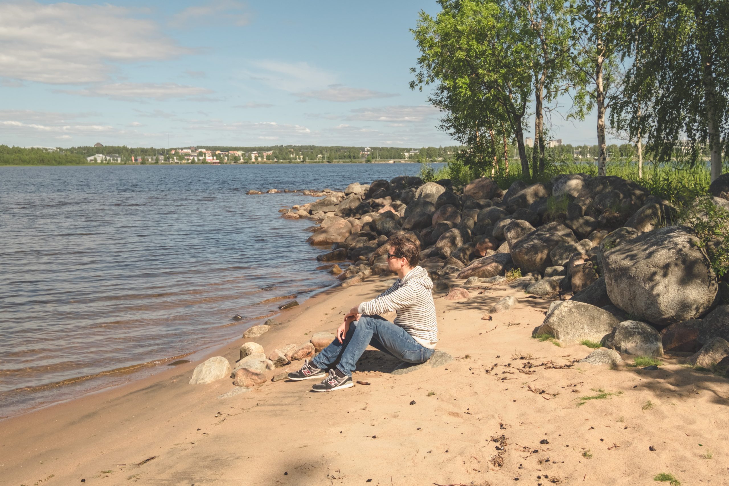 G chilling on the beach in Lulea Sweden