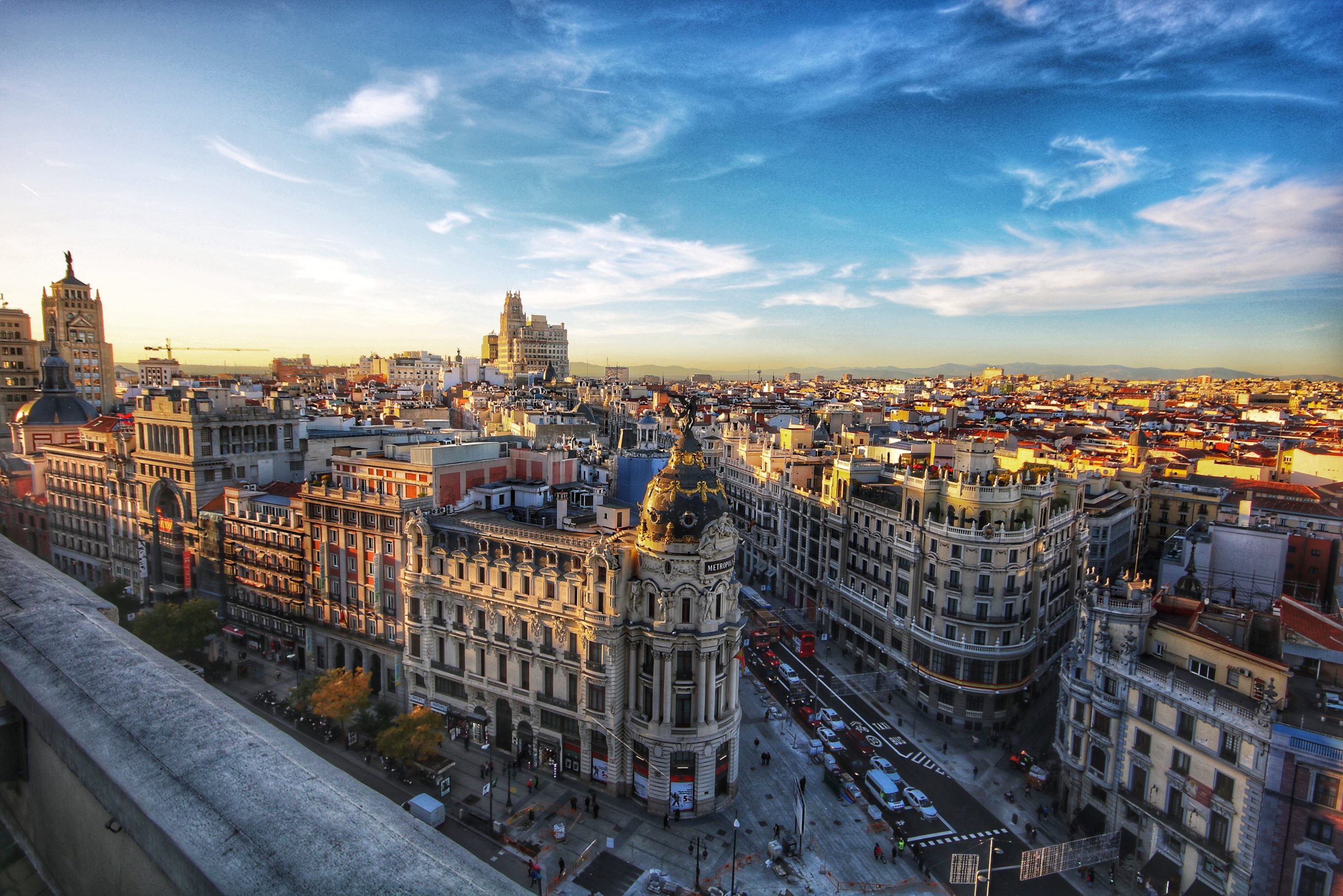 Madrid looking beautiful from above at sunset