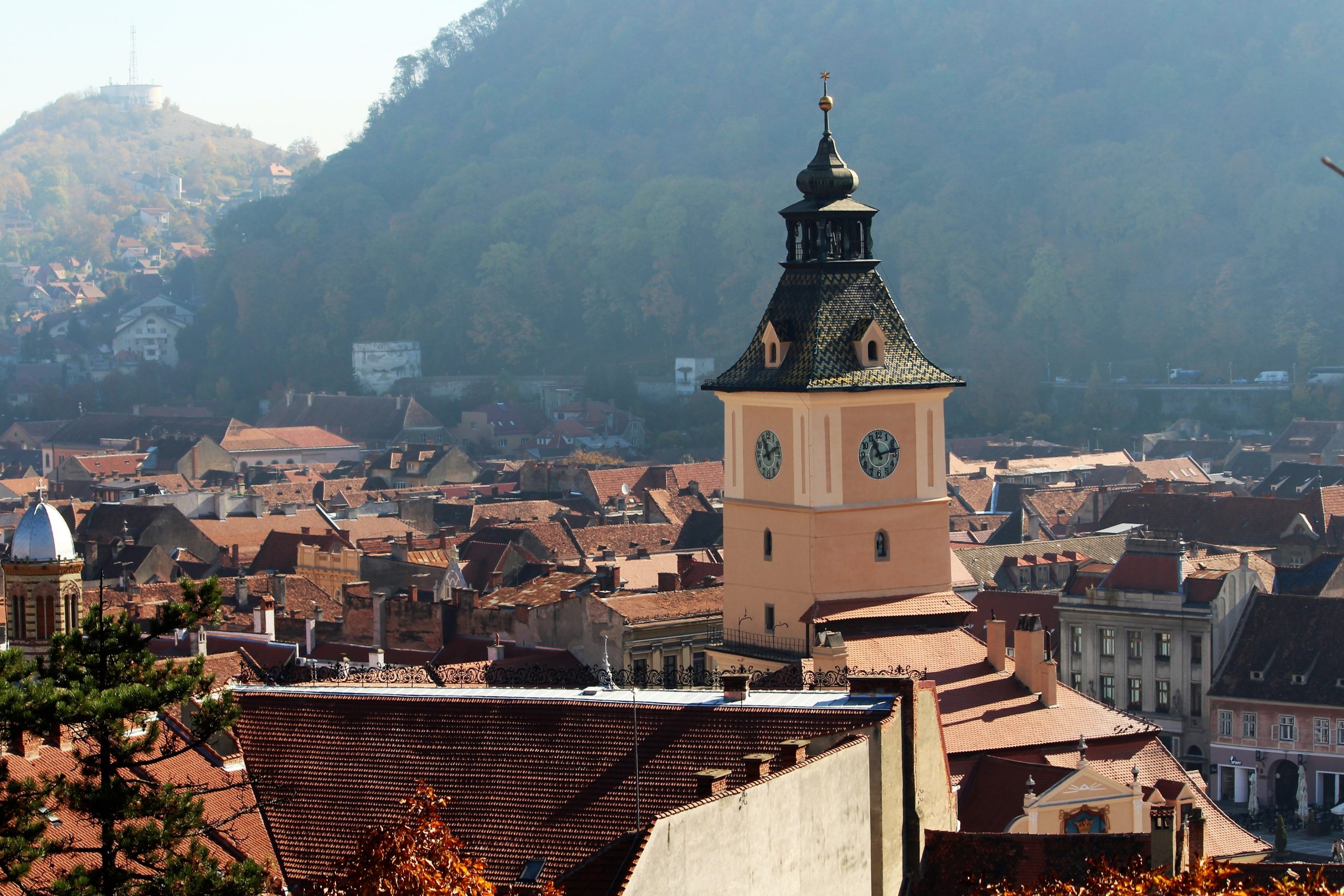 marvel at the trupeters tower in Brasov Romania