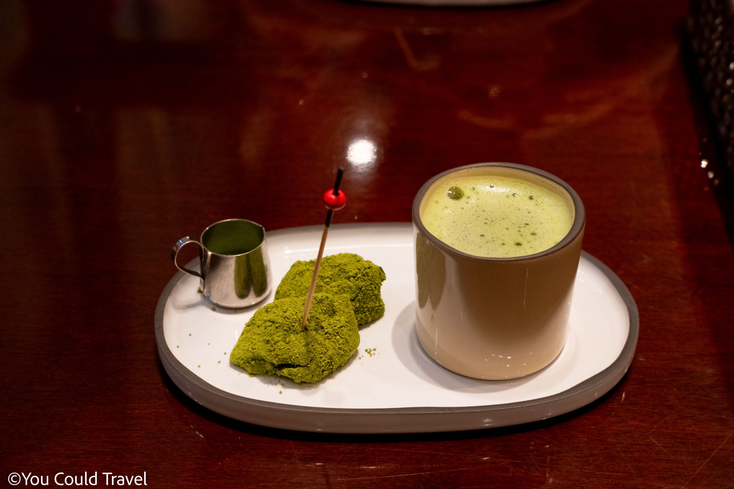 Matcha latte treat in Yokohama world porters