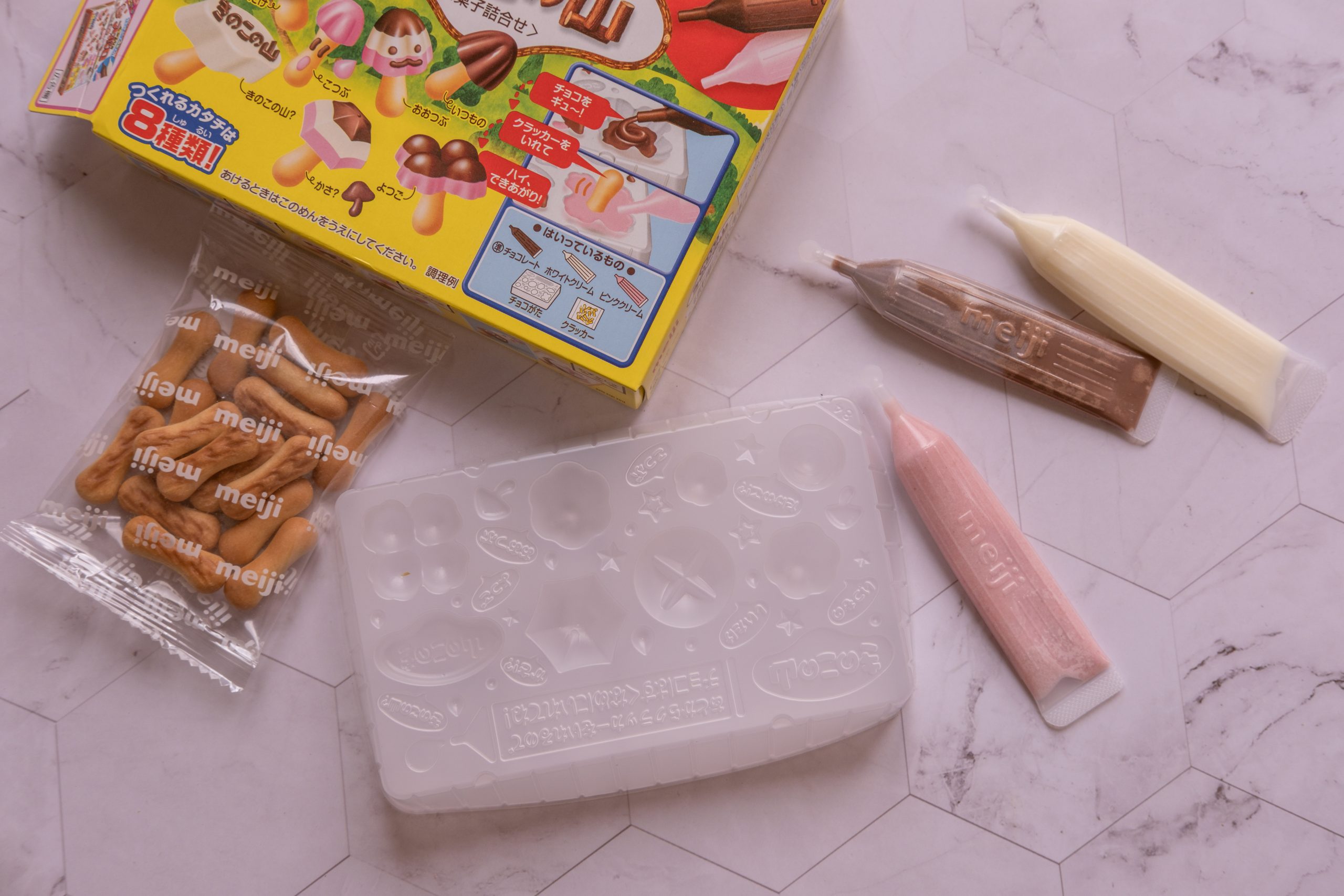 Meiji chocolate pens to create my own mushroom snacks