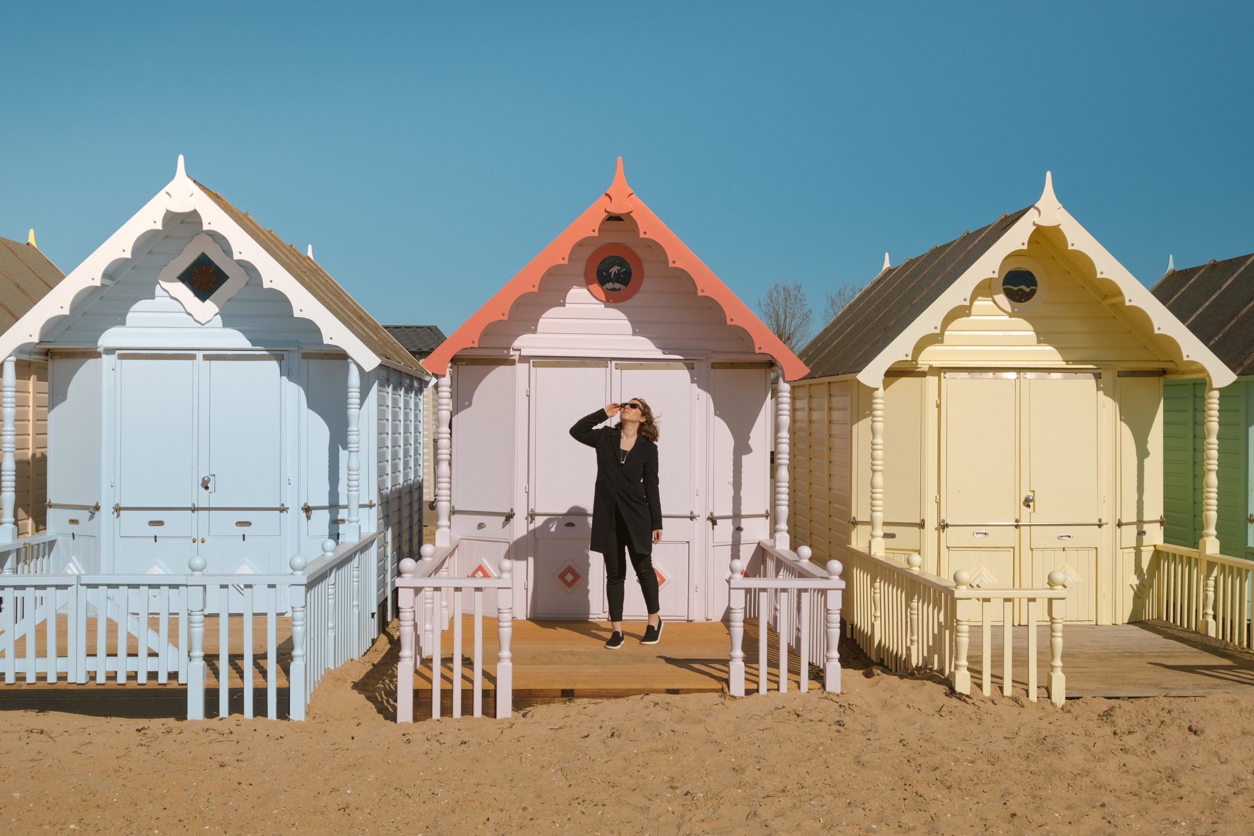 Mersea island with its colourful huts