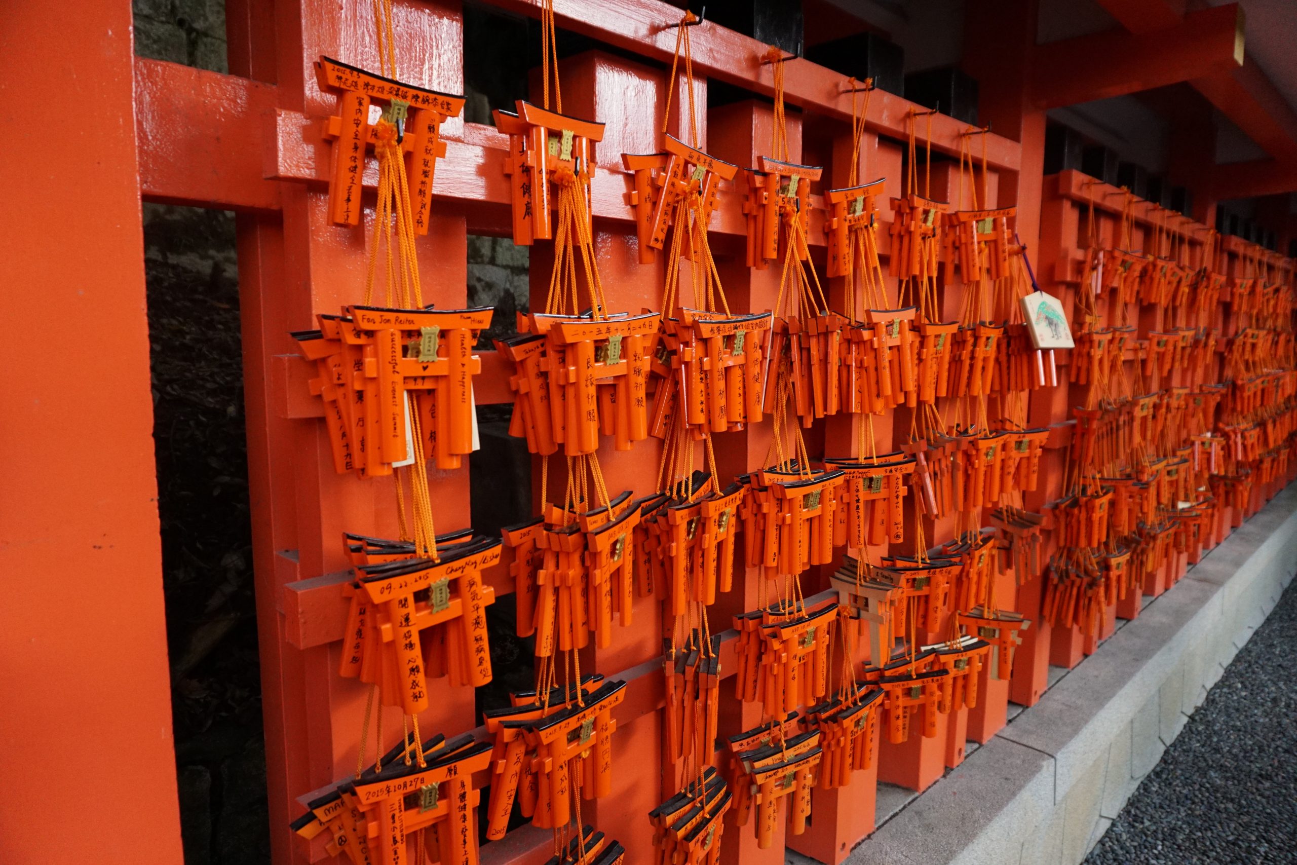 Mini torii at Fushimi Inari shrine - Ema plaques