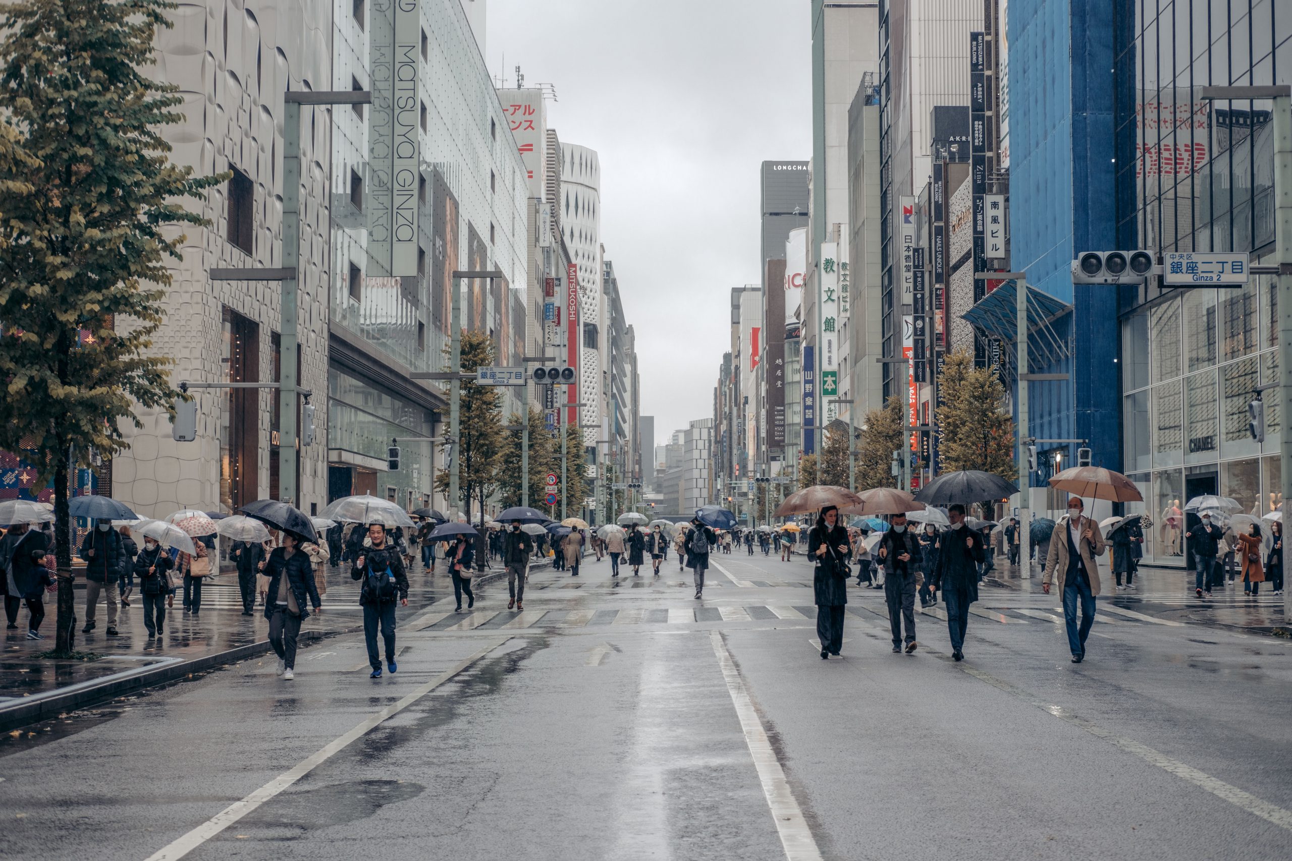 Modern Ginza on a rainy day Modern Ginza on a rainy day