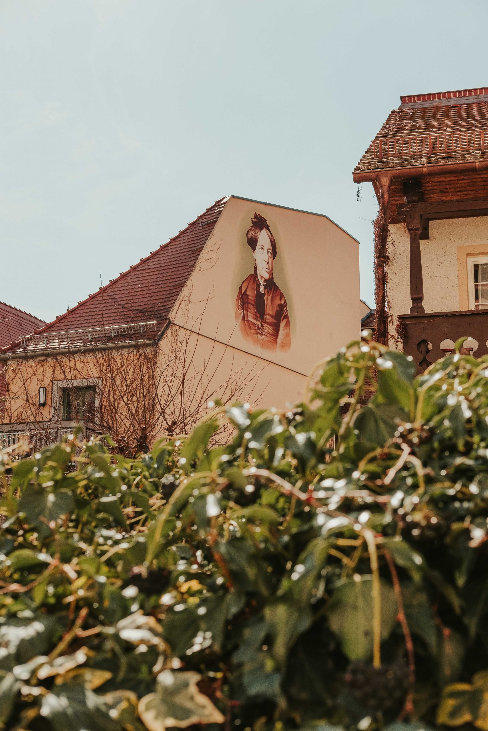 mural of an old lady Meissen Germany