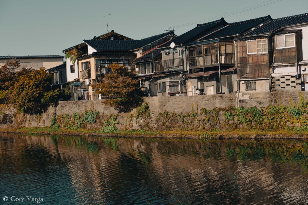Nishi Chaya district in Kanazawa by Sai River