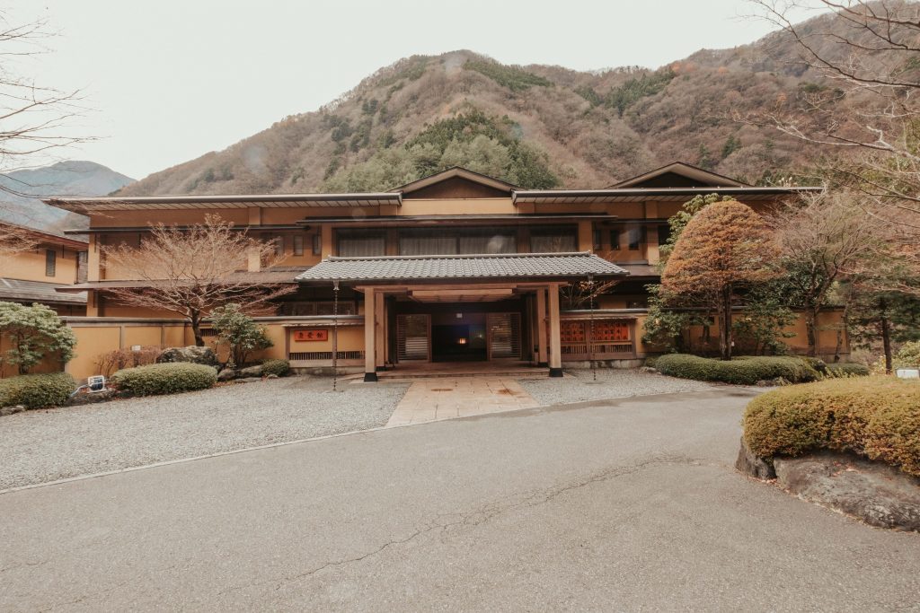 The front entrance at Nishiyama Onsen Keiunkan