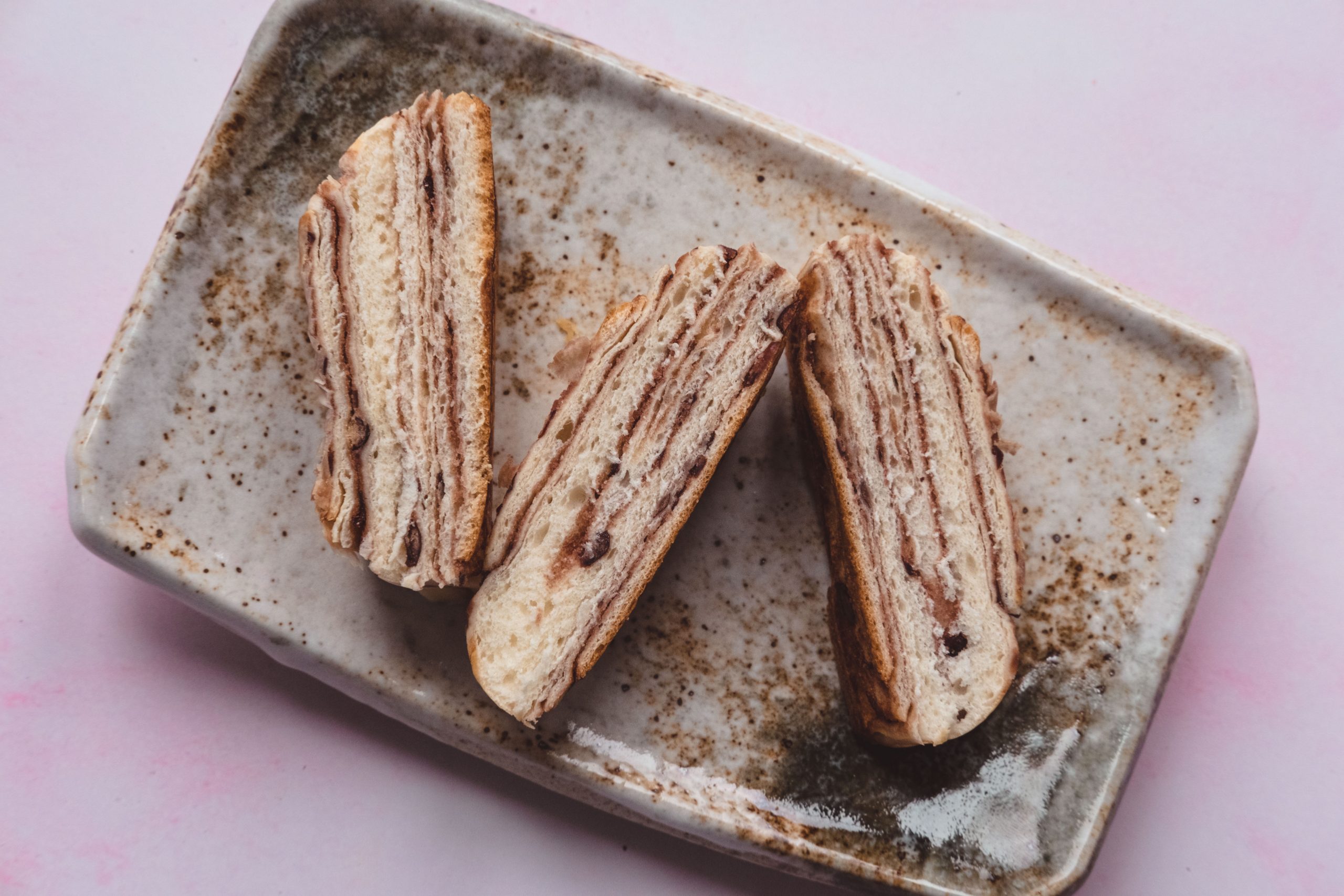 Ogura bread sliced to reveal the azuki jam - Sakuraco box