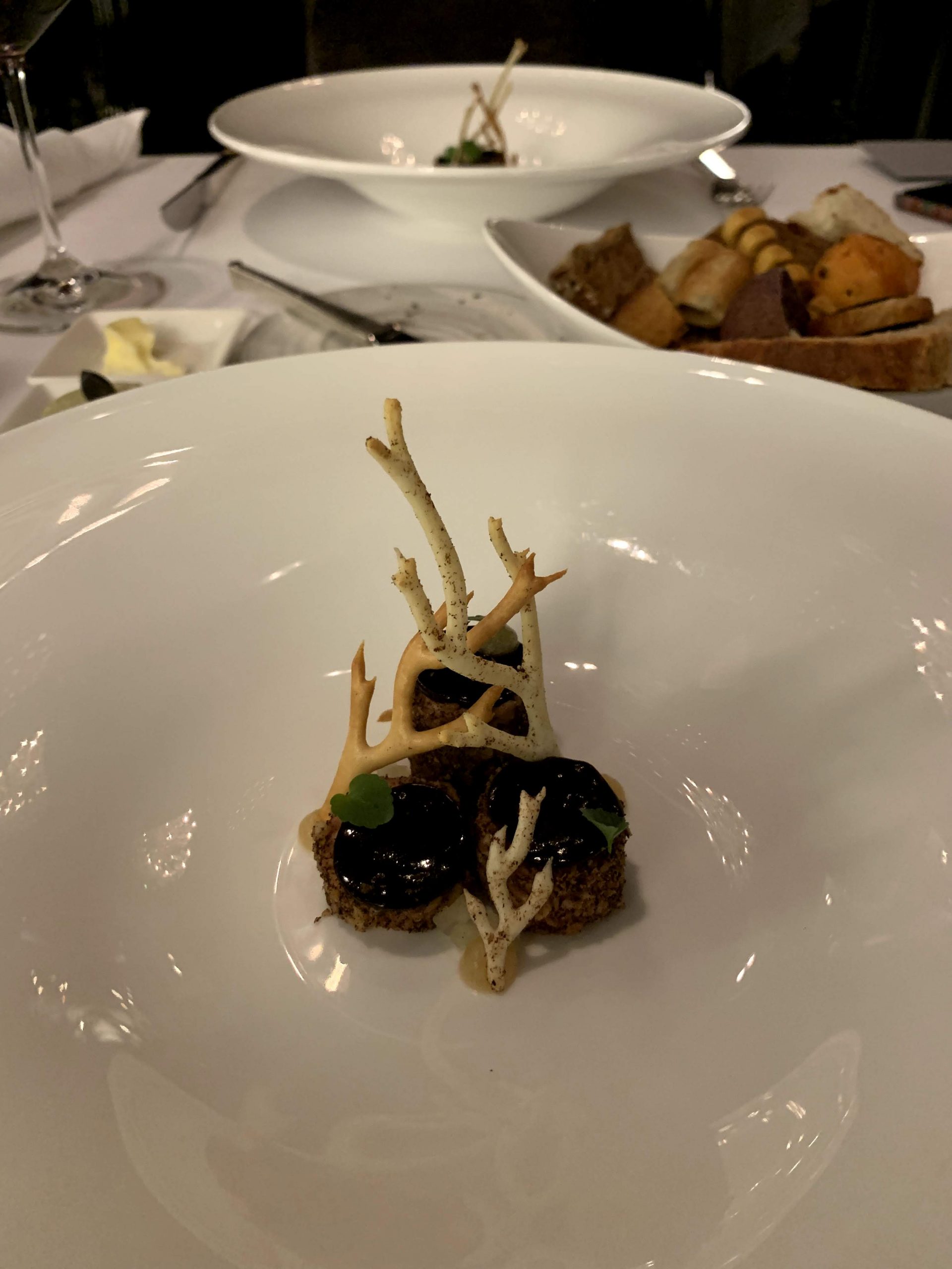 Goose liver, coffee, almond