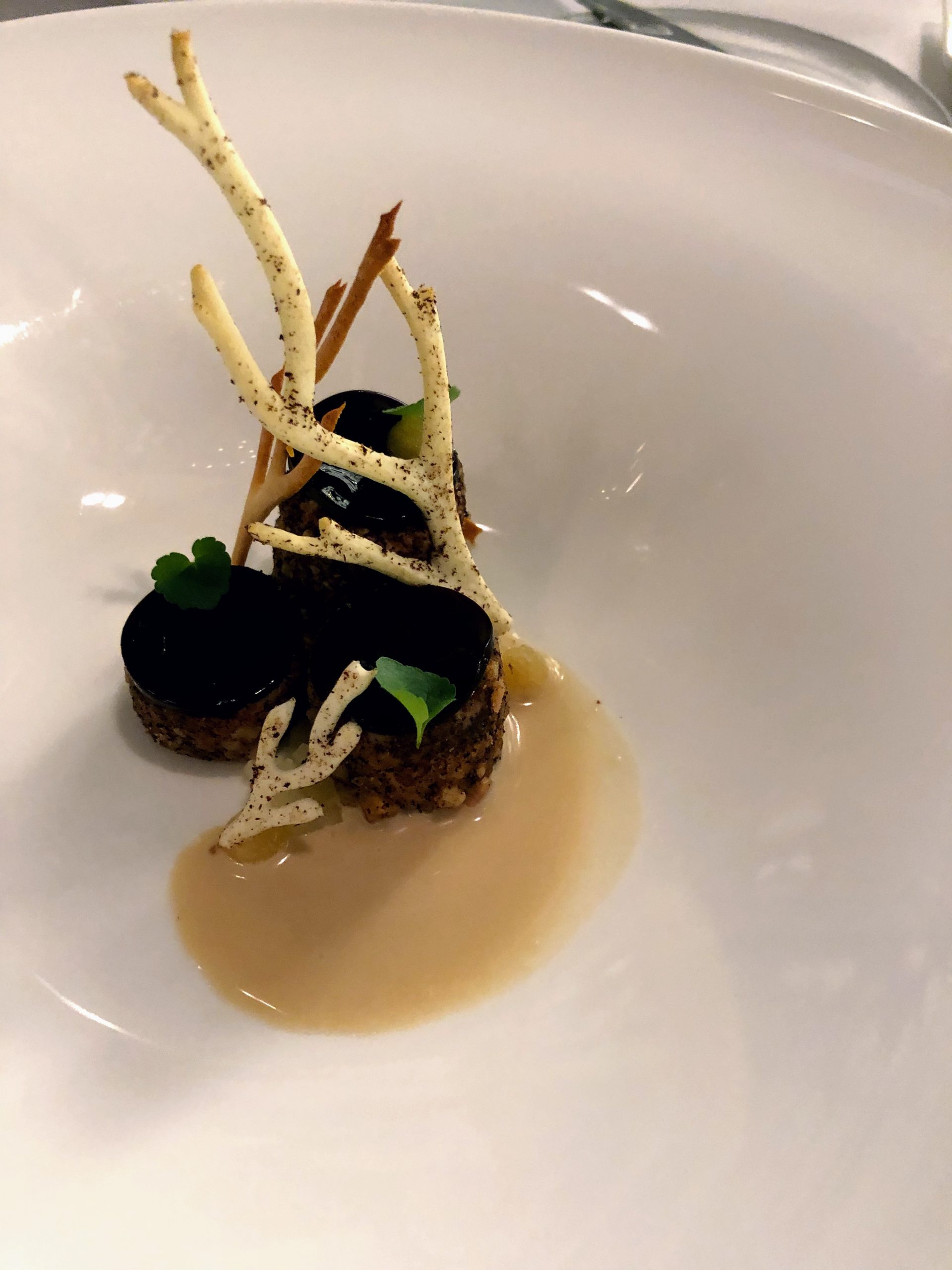 Goose liver, coffee, almond