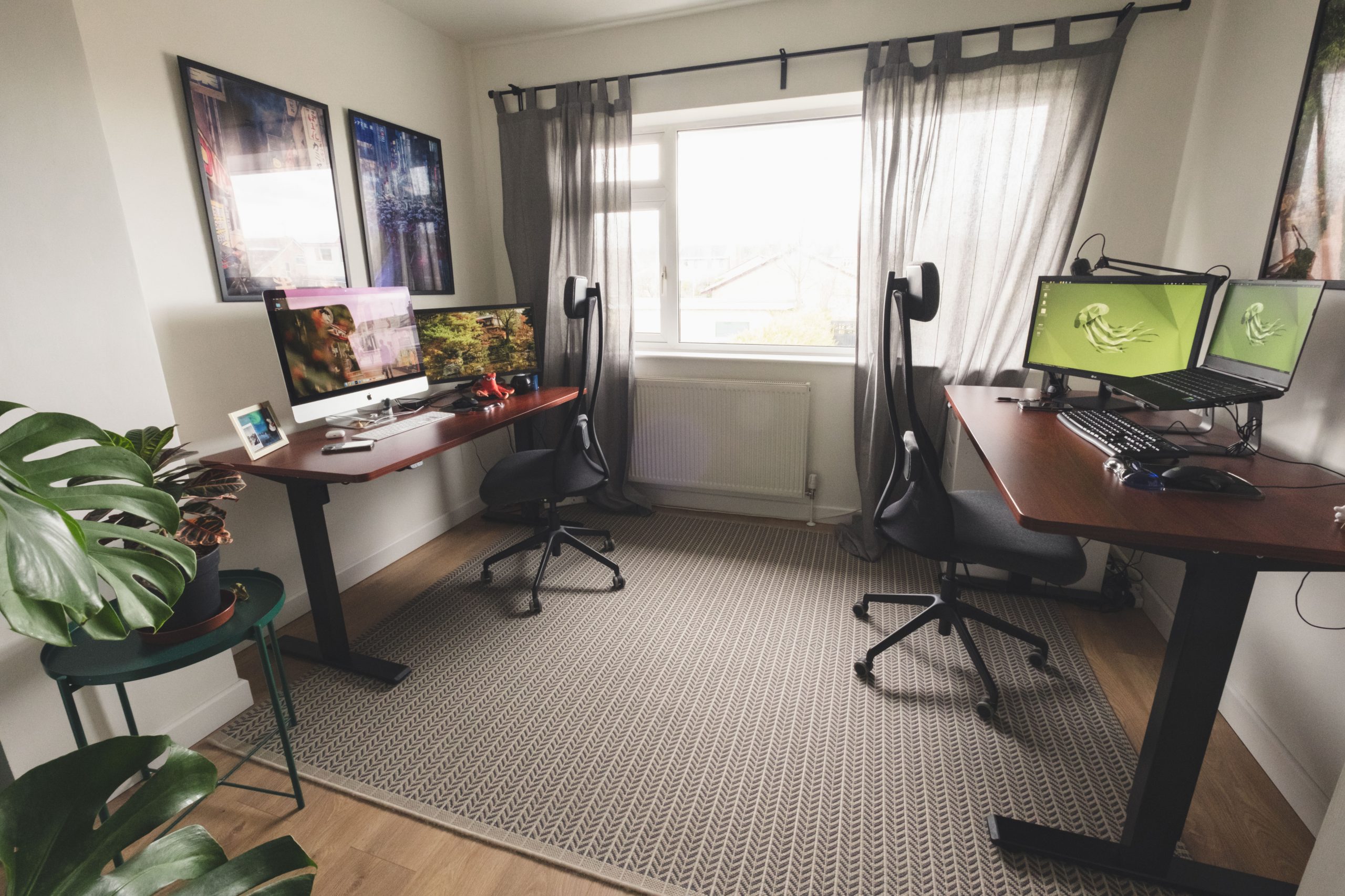 Our home office with standing desks from Flexispot