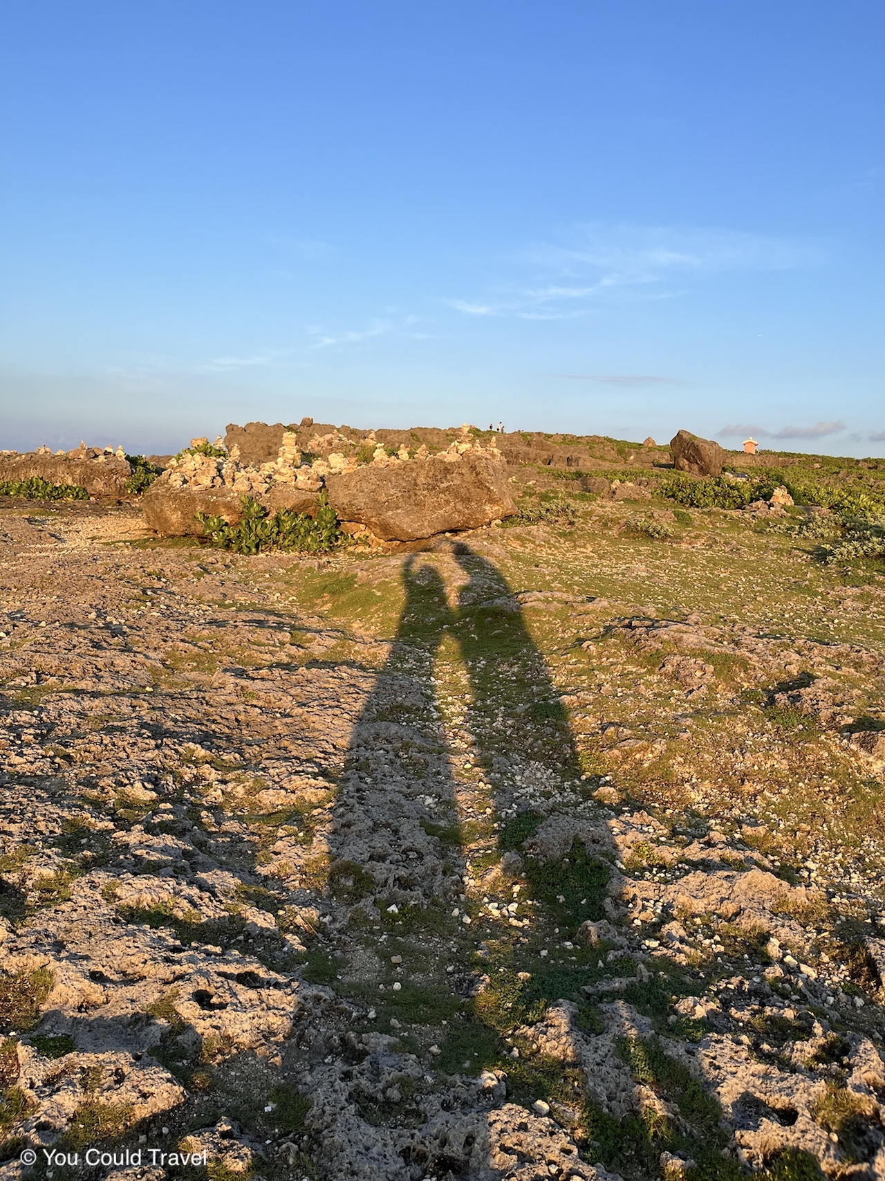 Our shadows at Cape Zanpa