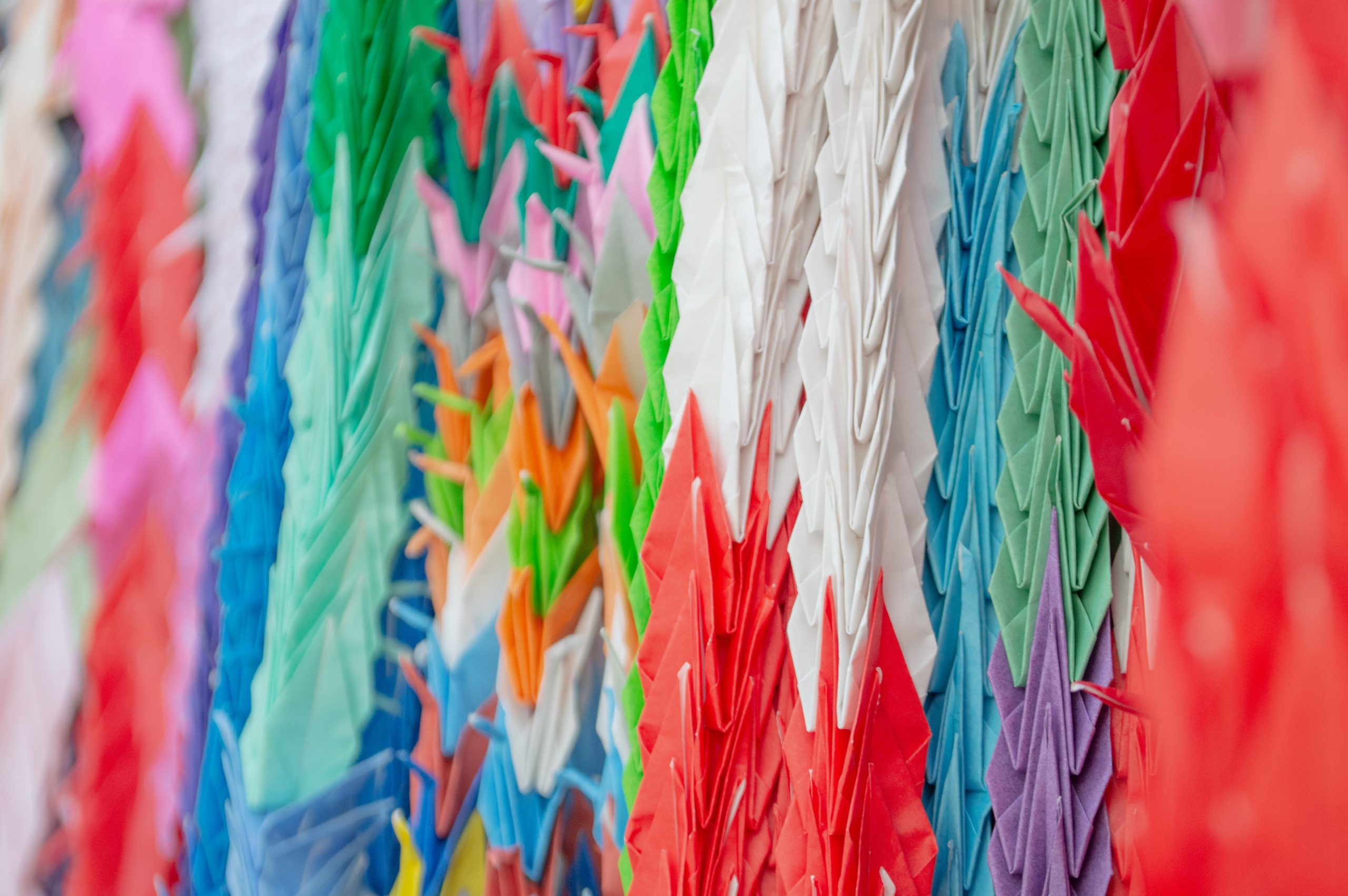 Paper cranes origami at Hiroshima peace memorial