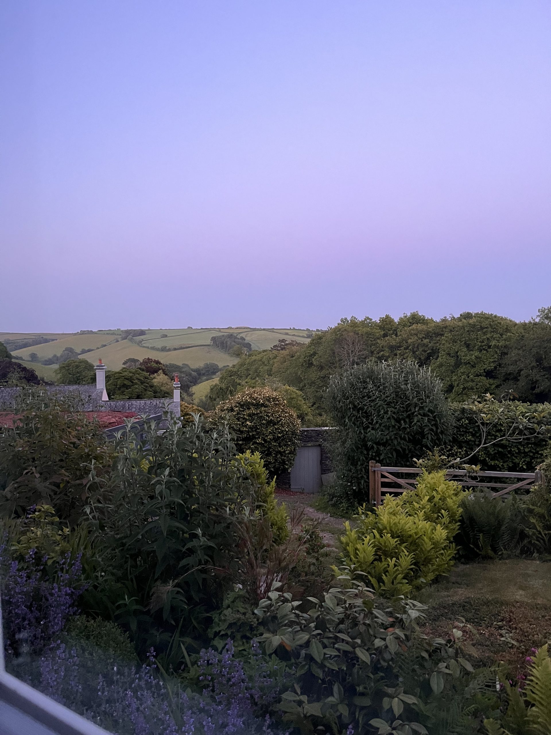 Peaceful sunset at our accommodation in Devon