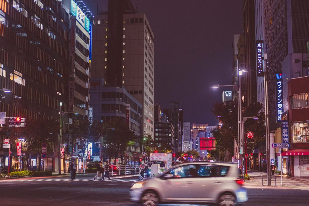 Pedestrians crossing in Ginza Japan