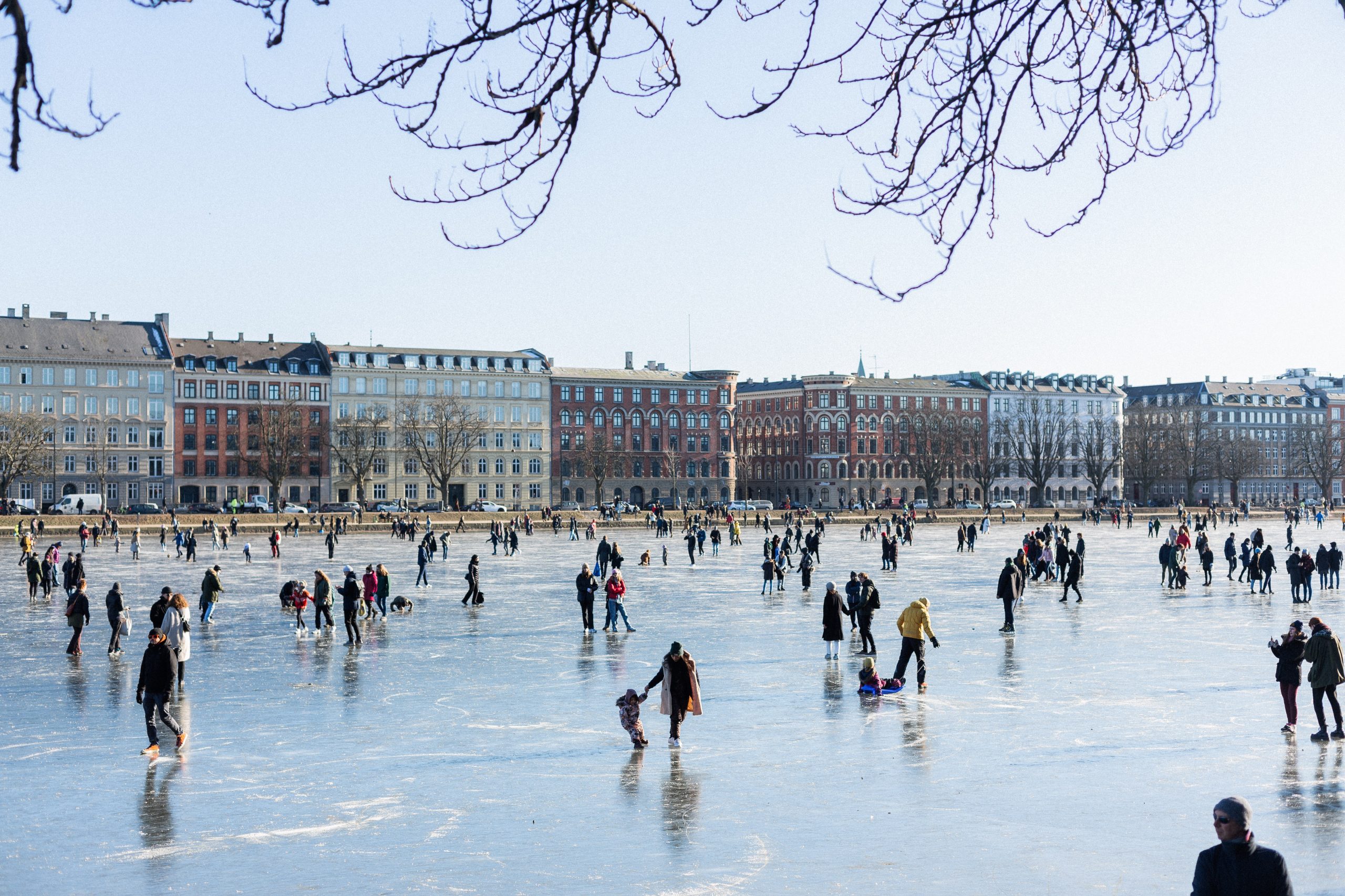 People ice skating in the winter in Copenhagen People ice skating in the winter in Copenhagen