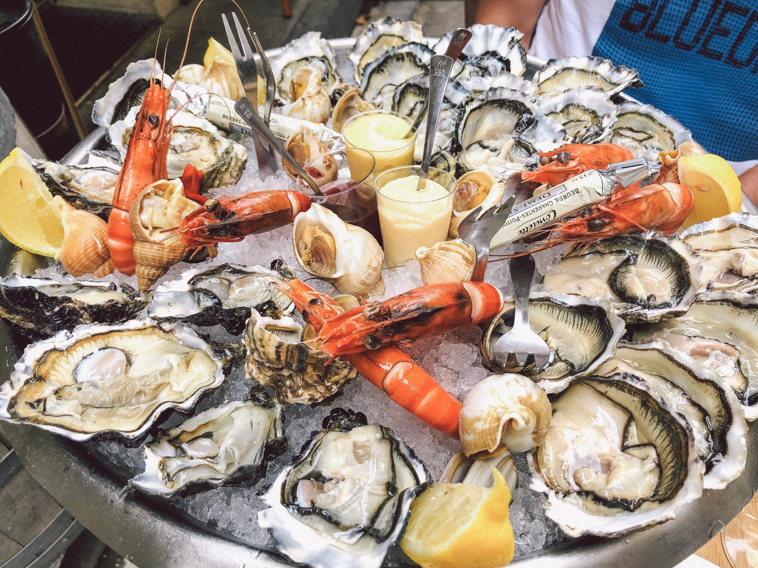 Platter full of oysters in France