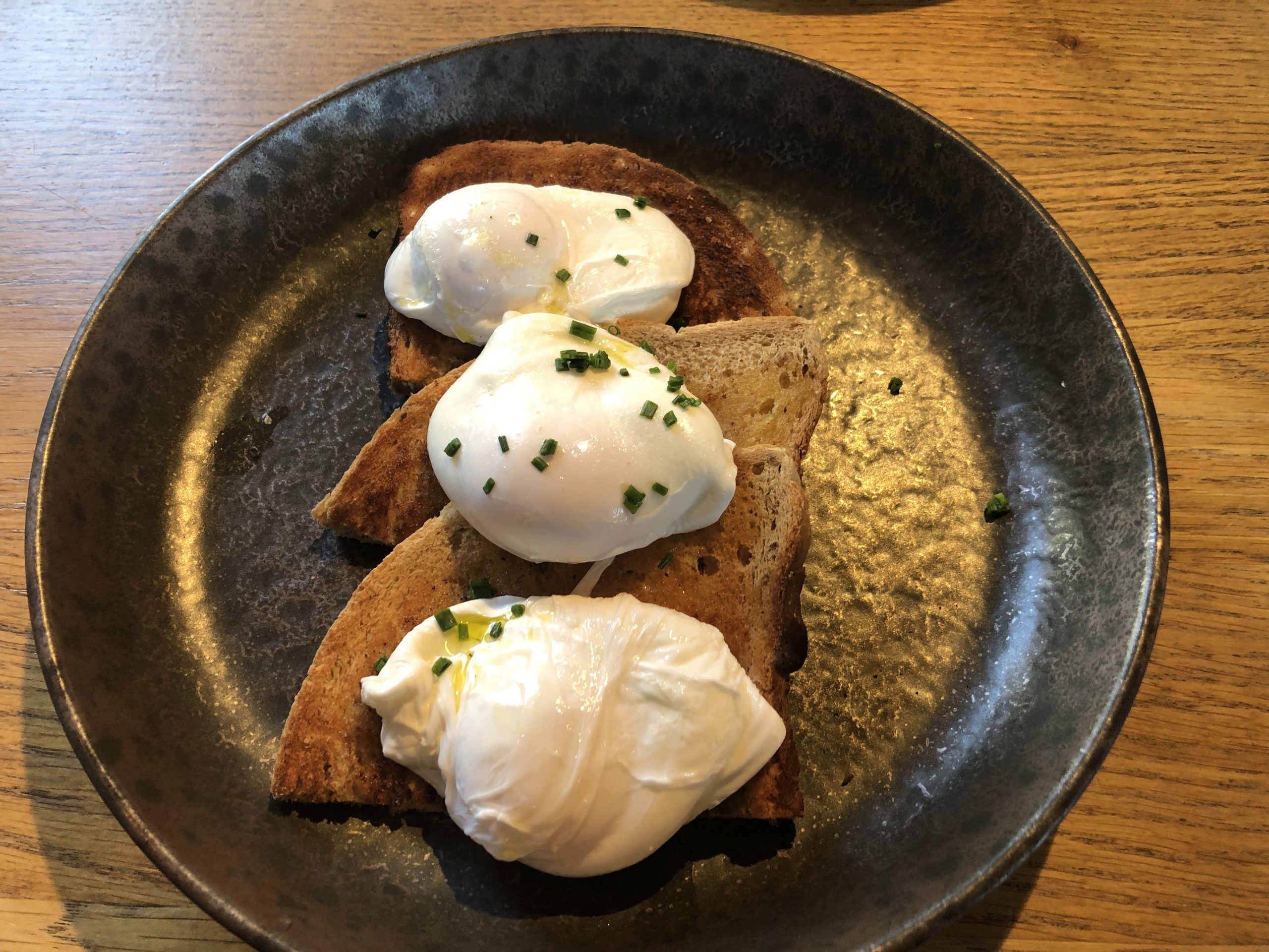 Poached eggs at the Pier Hotel