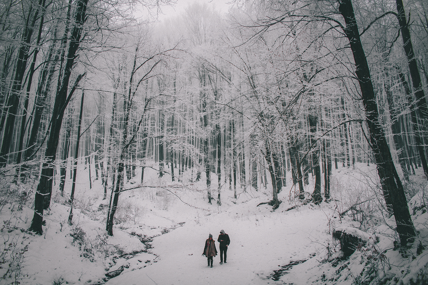 Poiana Brasov Hike - couple hiking in Poiana Brasov in the winter