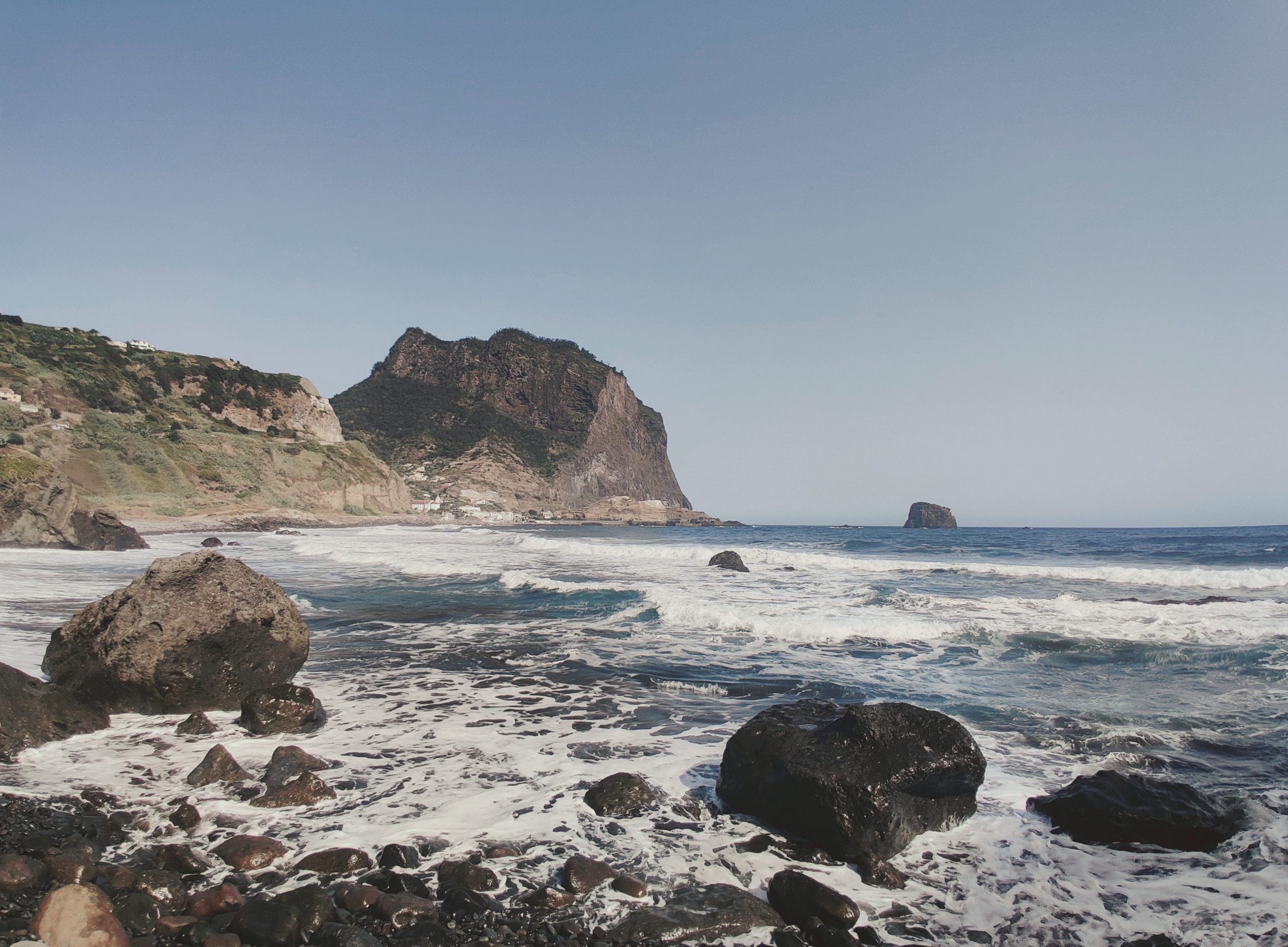 Porto da Cruz rocky beach in Madeira