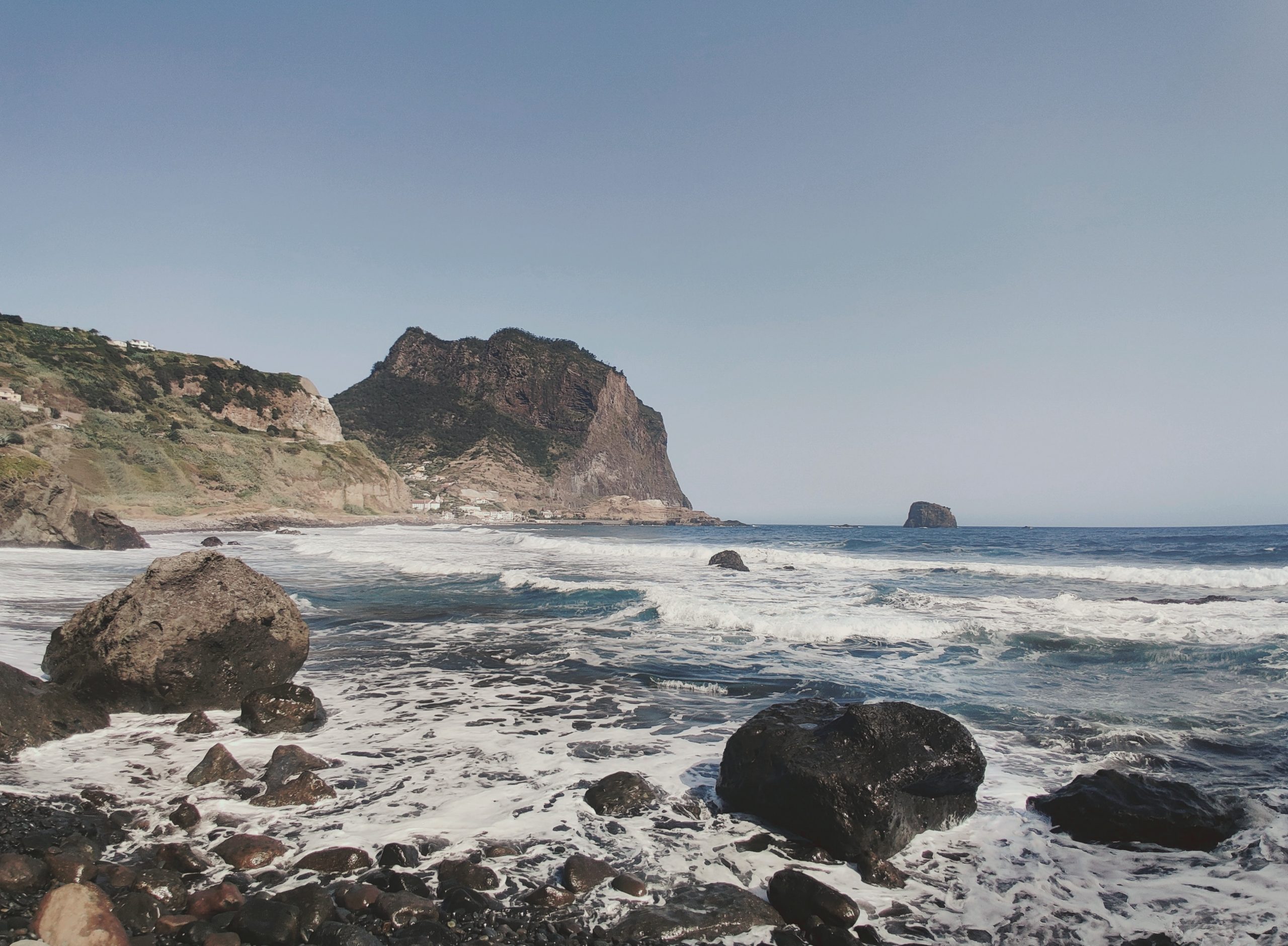 Porto da Cruz rocky beach in Madeira Porto da Cruz rocky beach in Madeira