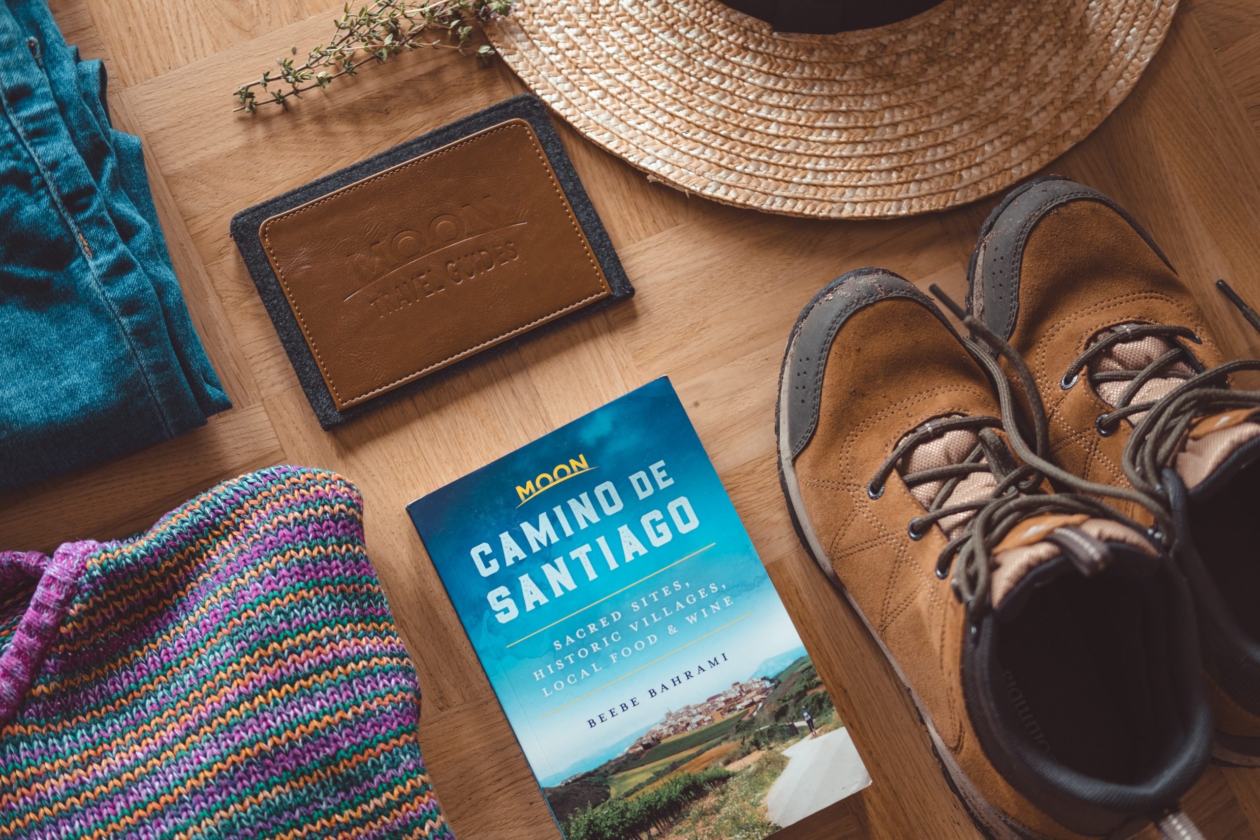 Preparing for a hike on Camino de Santiago with Moon Travel Guide