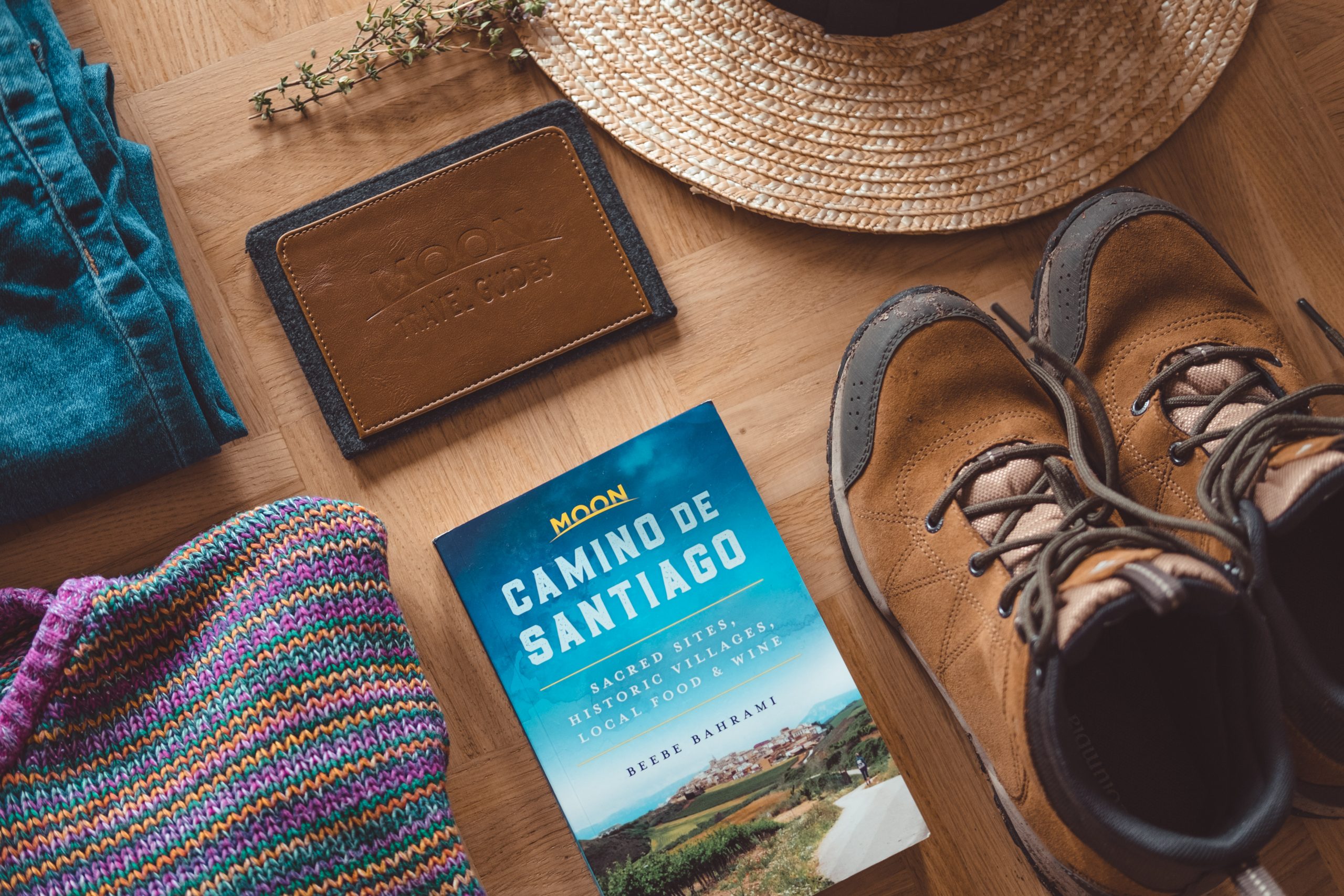 Preparing for a hike on Camino de Santiago with Moon Travel Guide Preparing for a hike on Camino de Santiago with Moon Travel Guide